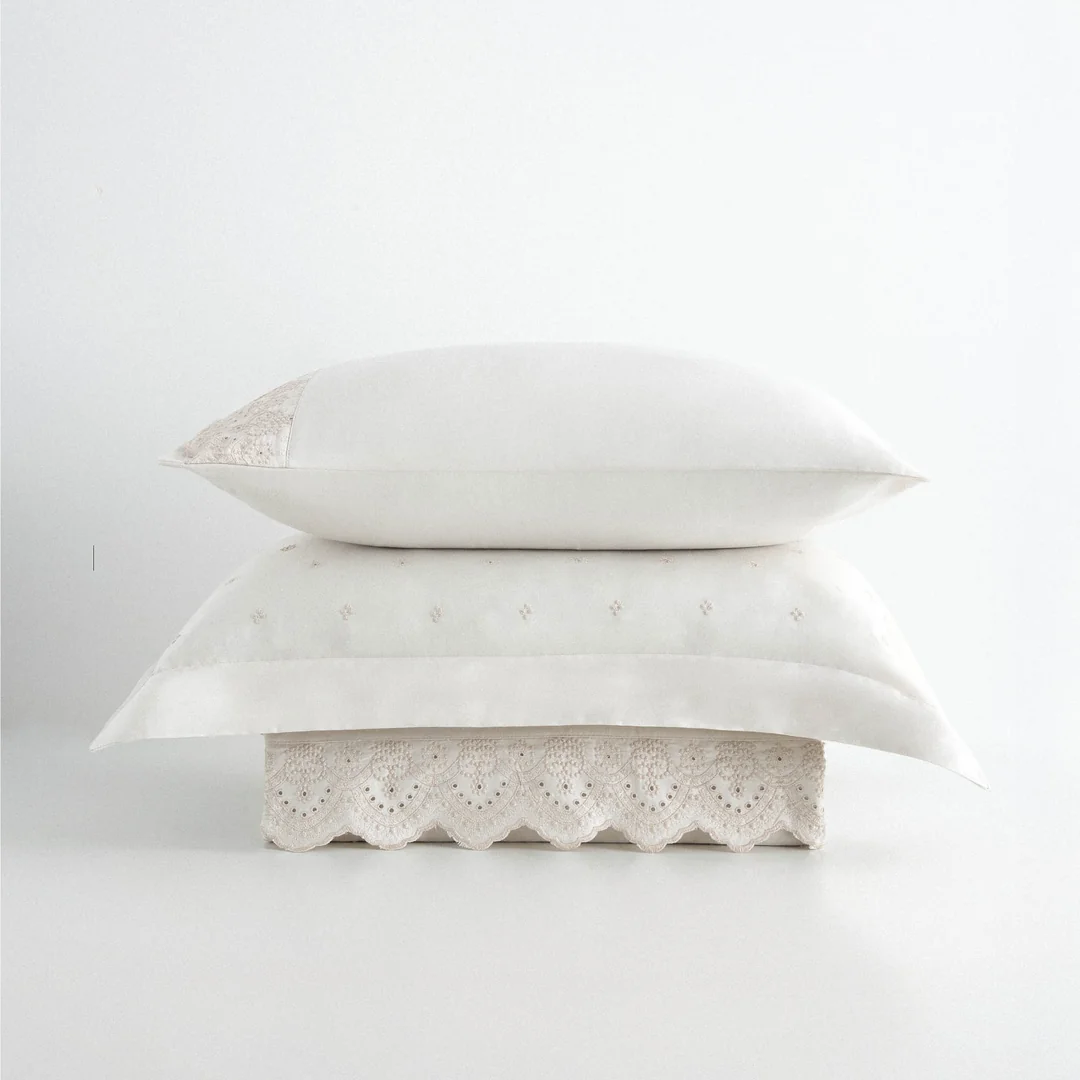 Ahter Battal Boy Nevresim Takımı Organik Pamuk Saten Bej