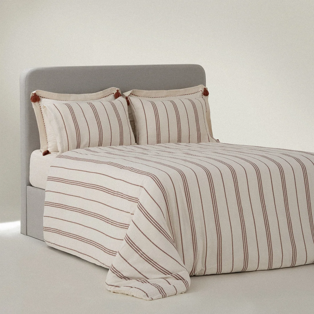 İzgi Battal Boy Nevresim Takımı Organik Pamuk Müslin Terra