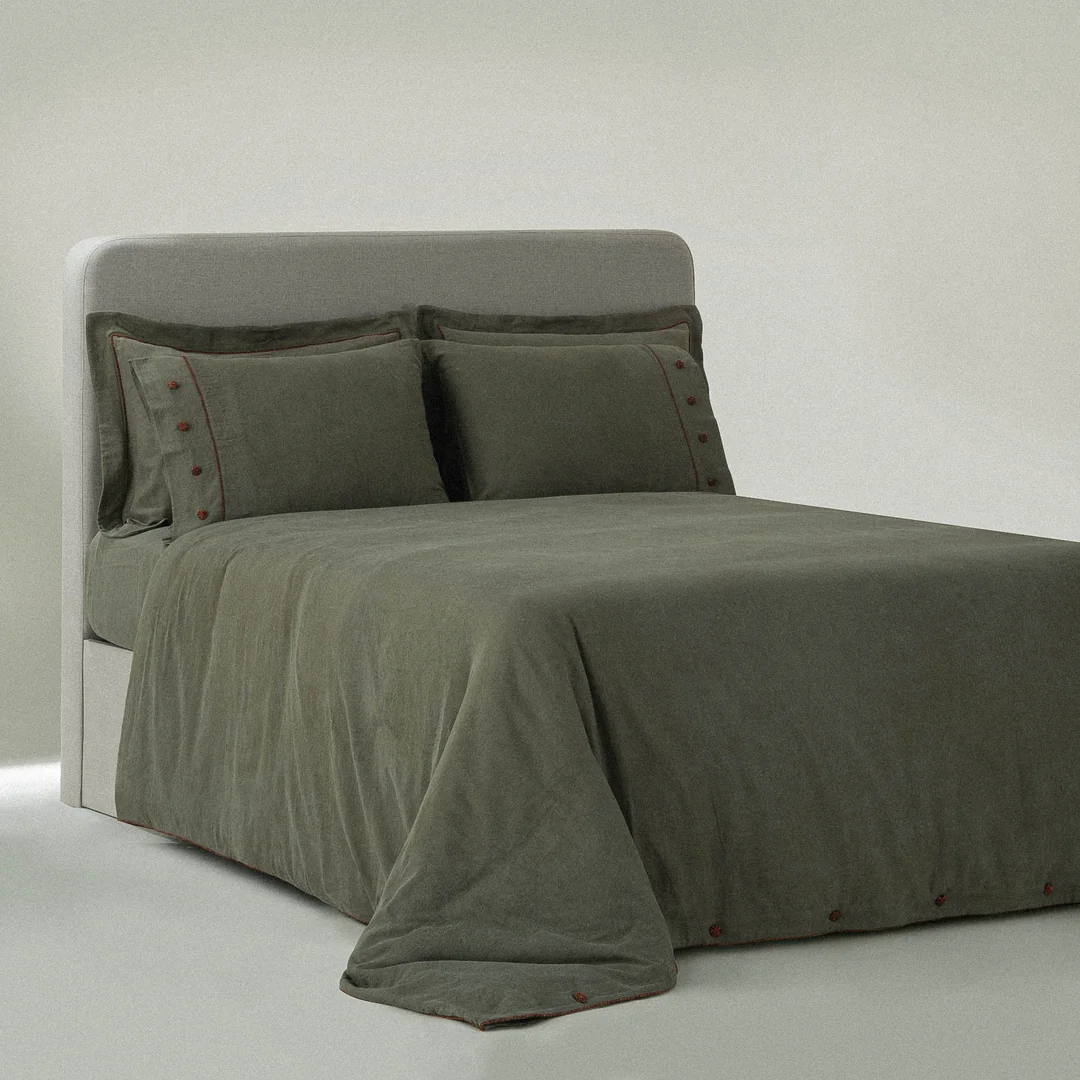 Havin Çift Kişilik Nevresim Takımı Organik Pamuk Saten Yeşil