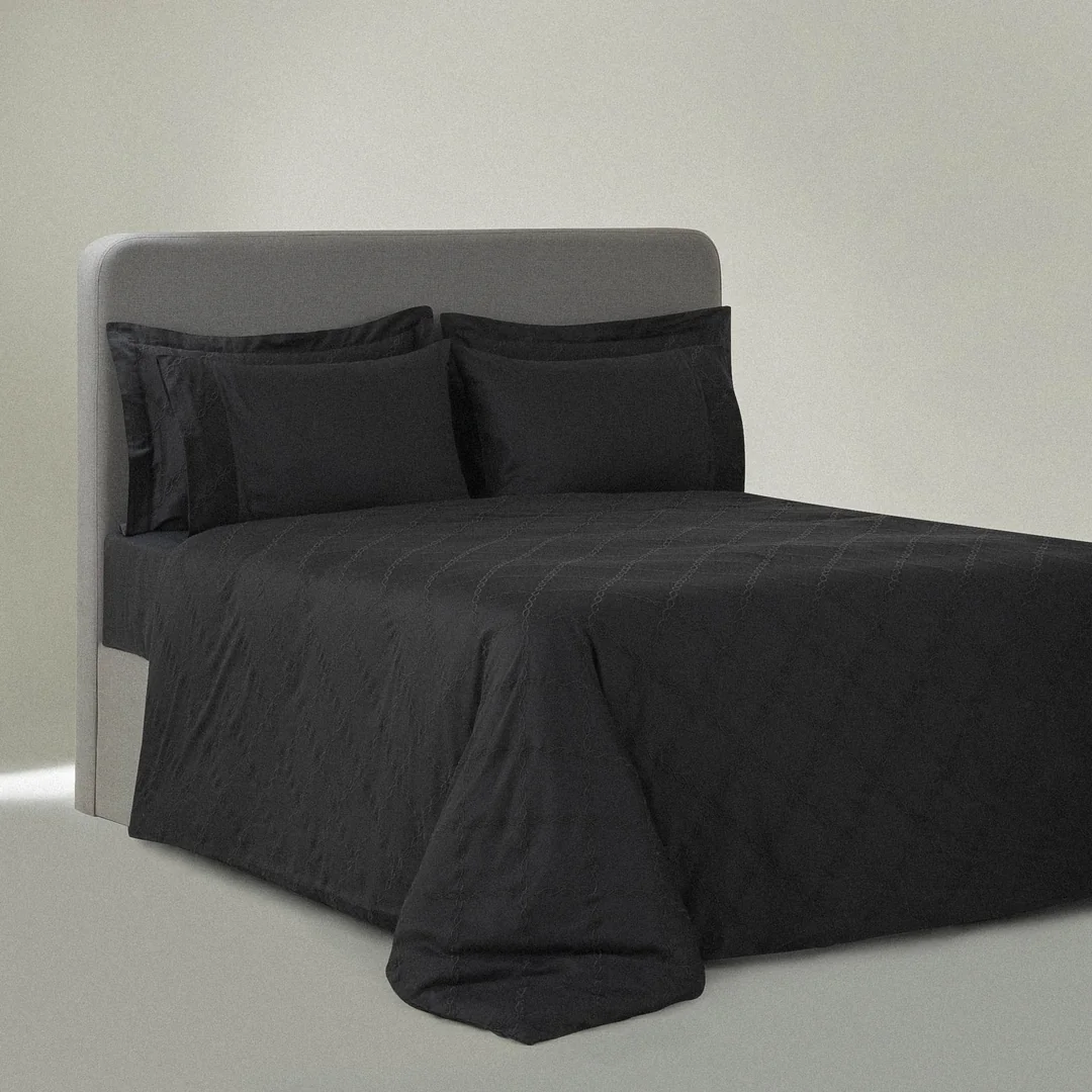 Mahfer Çift Kişilik Nevresim Takımı Organik Pamuk Saten Antrasit