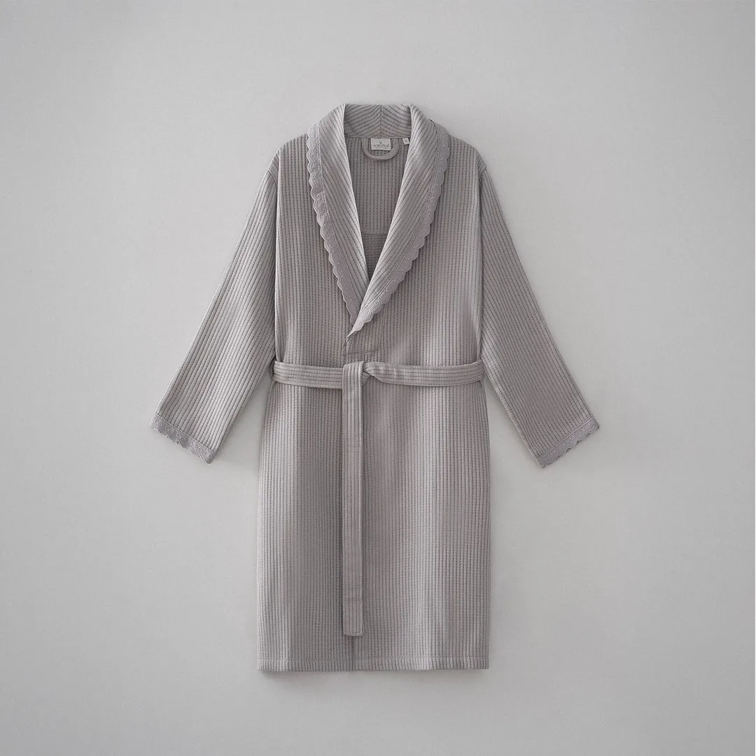 Alessa Kadın Pike Bornoz Organik Pamuk Gri
