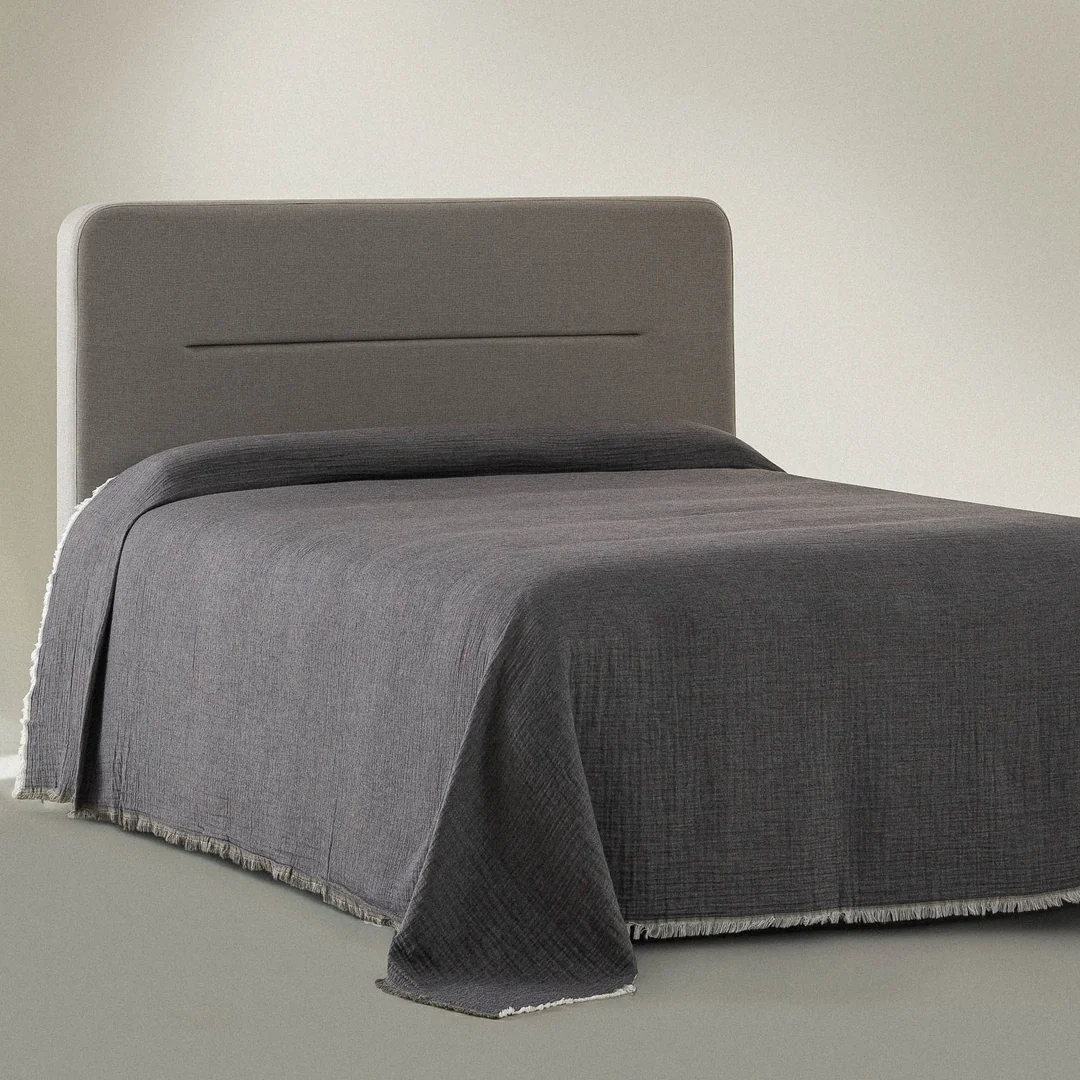 Muna Çift Kişilik Yatak Örtüsü Organik Pamuk Yeşil-Antrasit