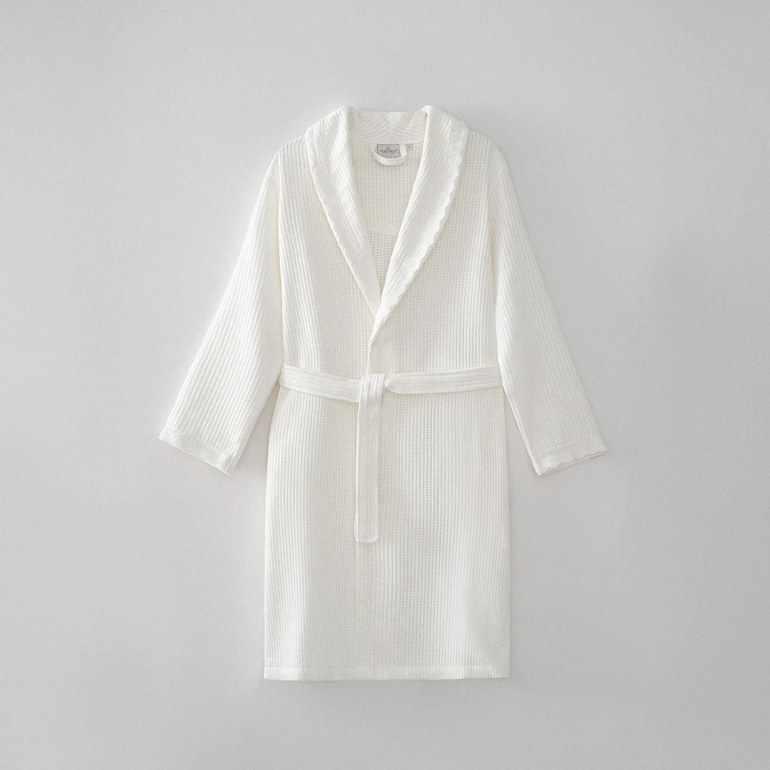 Alessa Kadın Pike Bornoz Organik Pamuk Krem