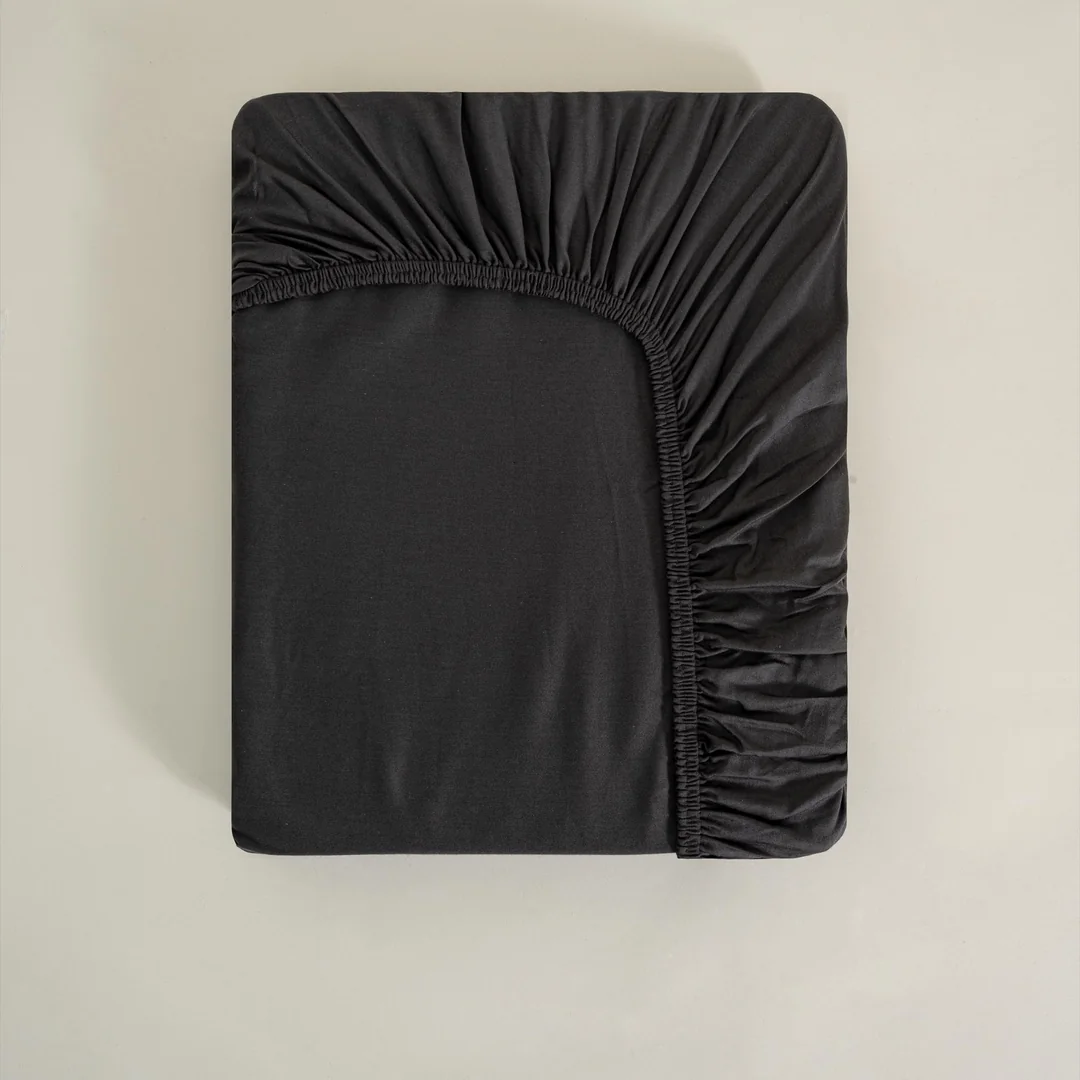 Battal Boy Lastikli Çarşaf Organik Pamuk Saten Antrasit