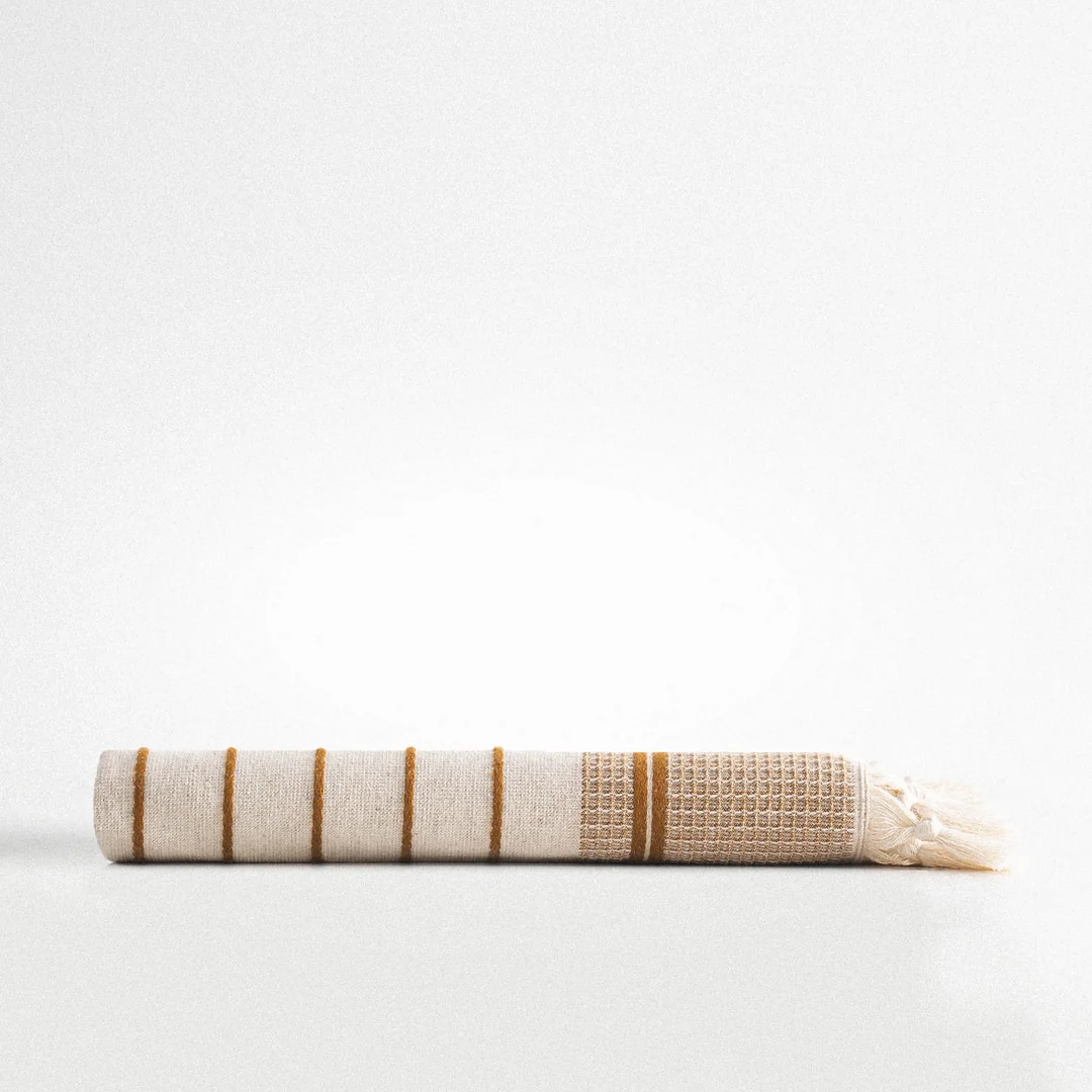 Arden Banyo Havlusu Organik Pamuk Kenevir Hardal