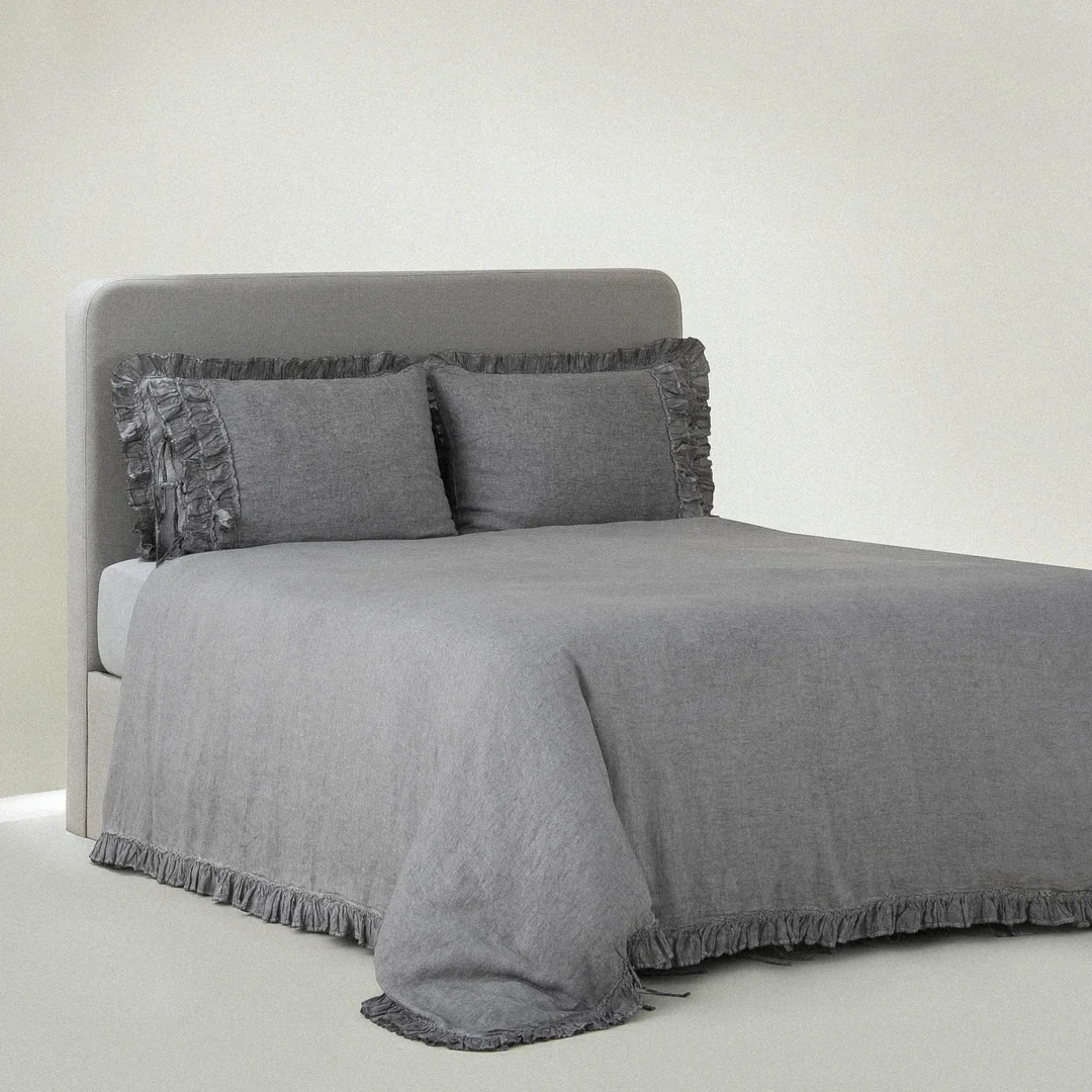 Miranda Battal Boy Nevresim Takımı Keten Gri