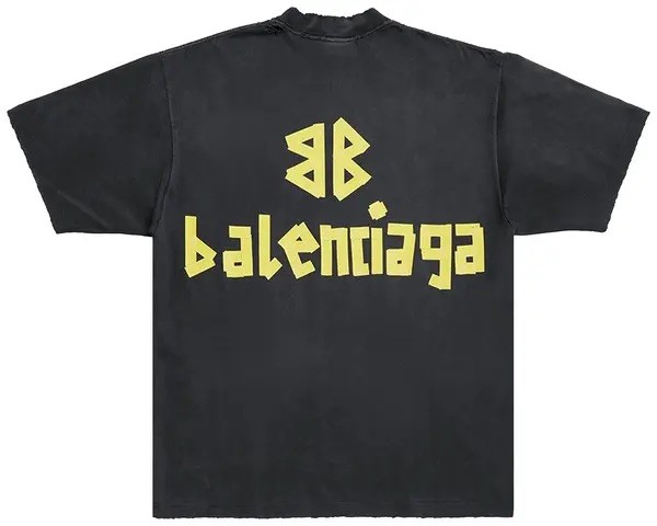 Balenciaga Gri Tape Type Baskılı Tişört