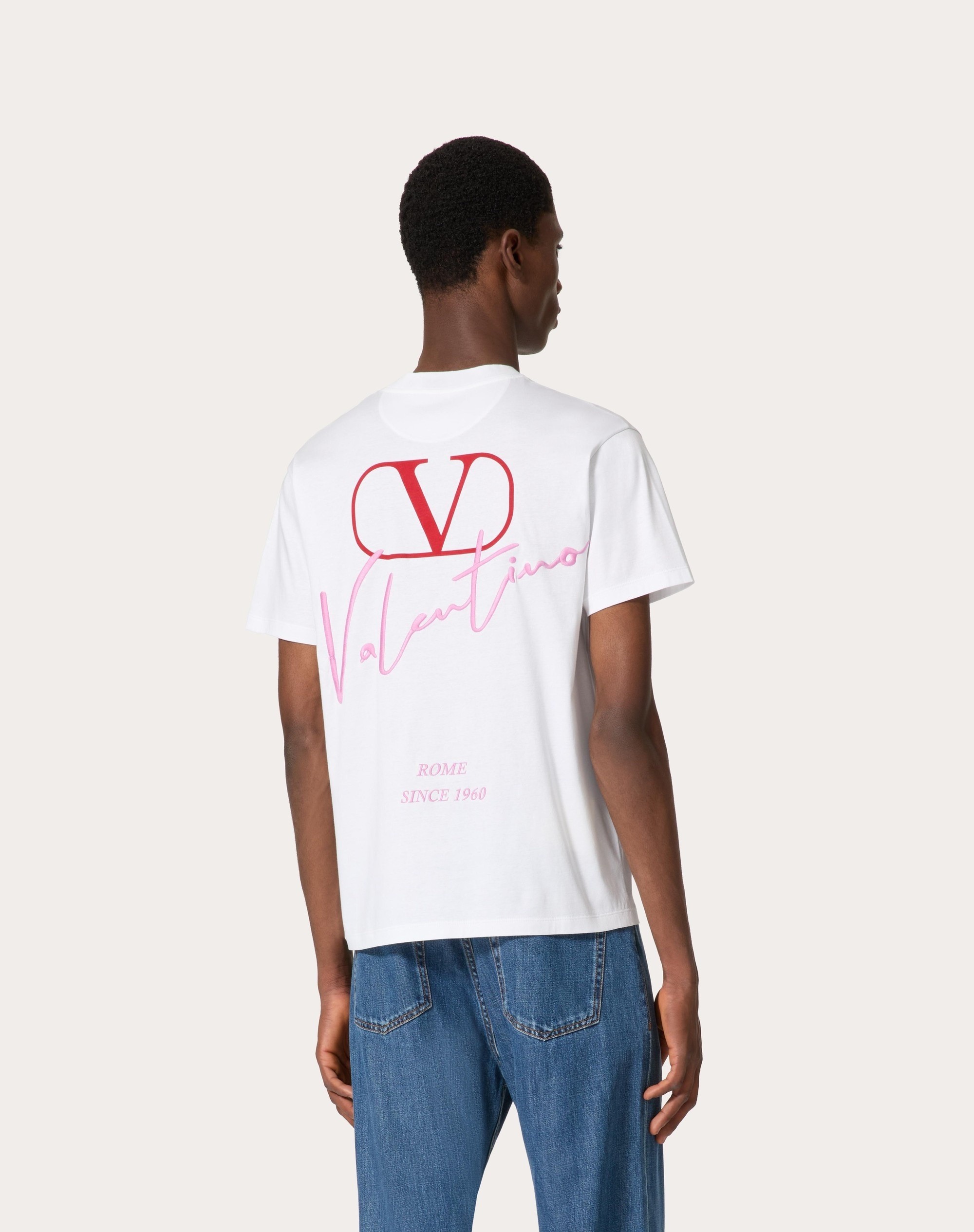 Valentino Pembe Baskılı Tişört