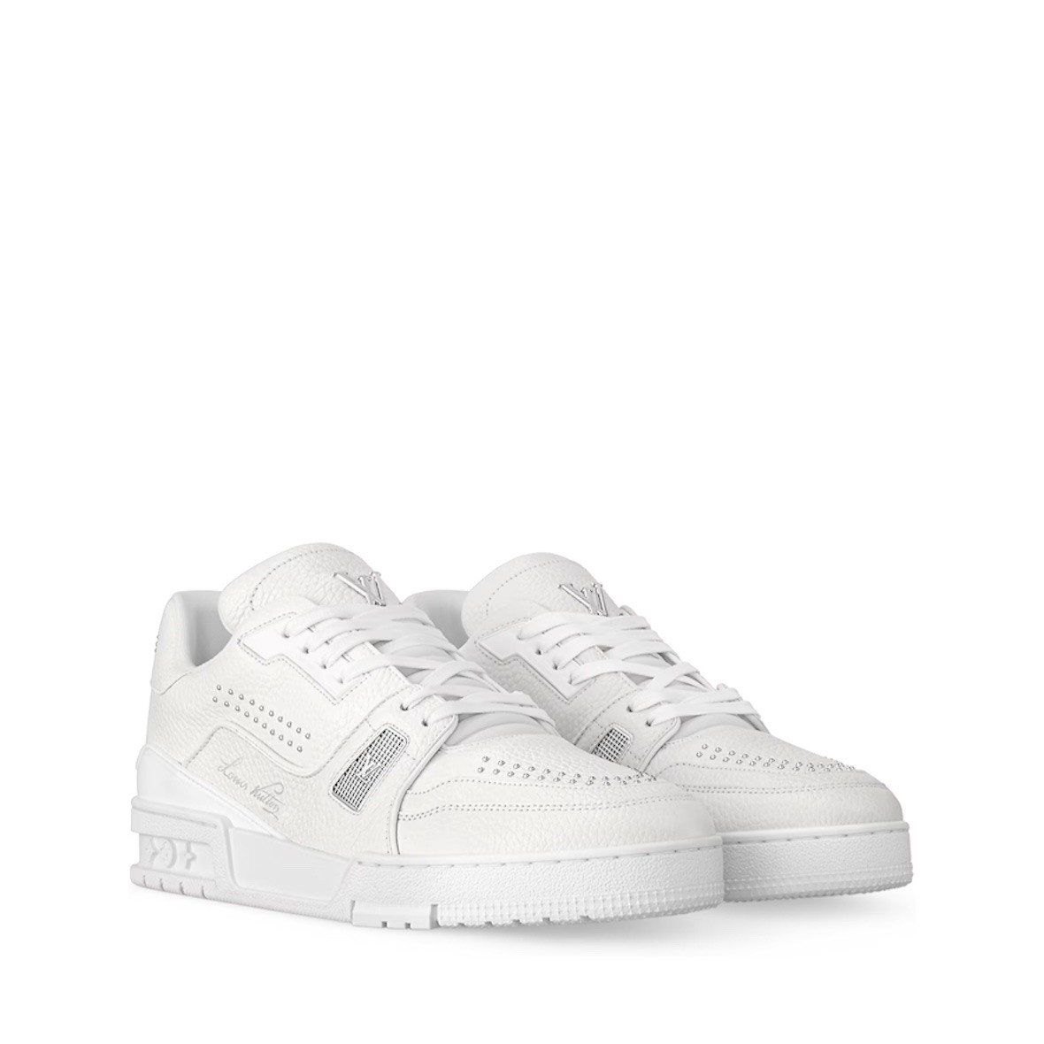 LV Trainer Beyaz Metal Logo Sneaker Ayakkabı