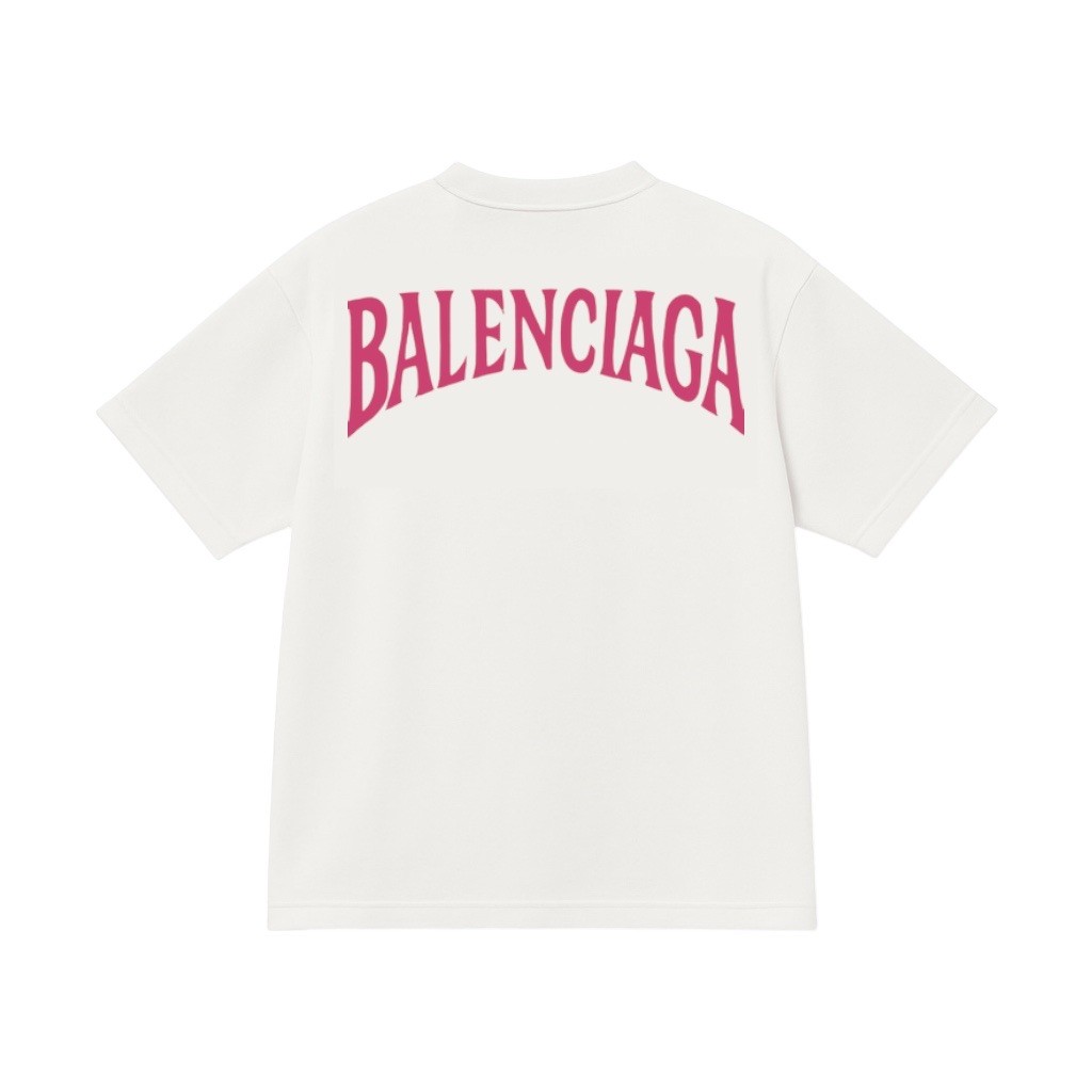 Balenciaga Pembe Sırt Baskılı Tişört