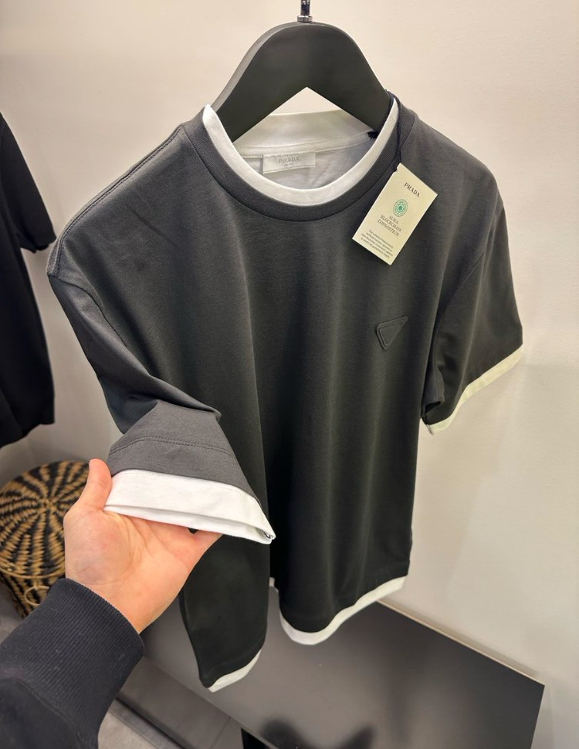 Prada Pamuklu Çift Kat Tişört