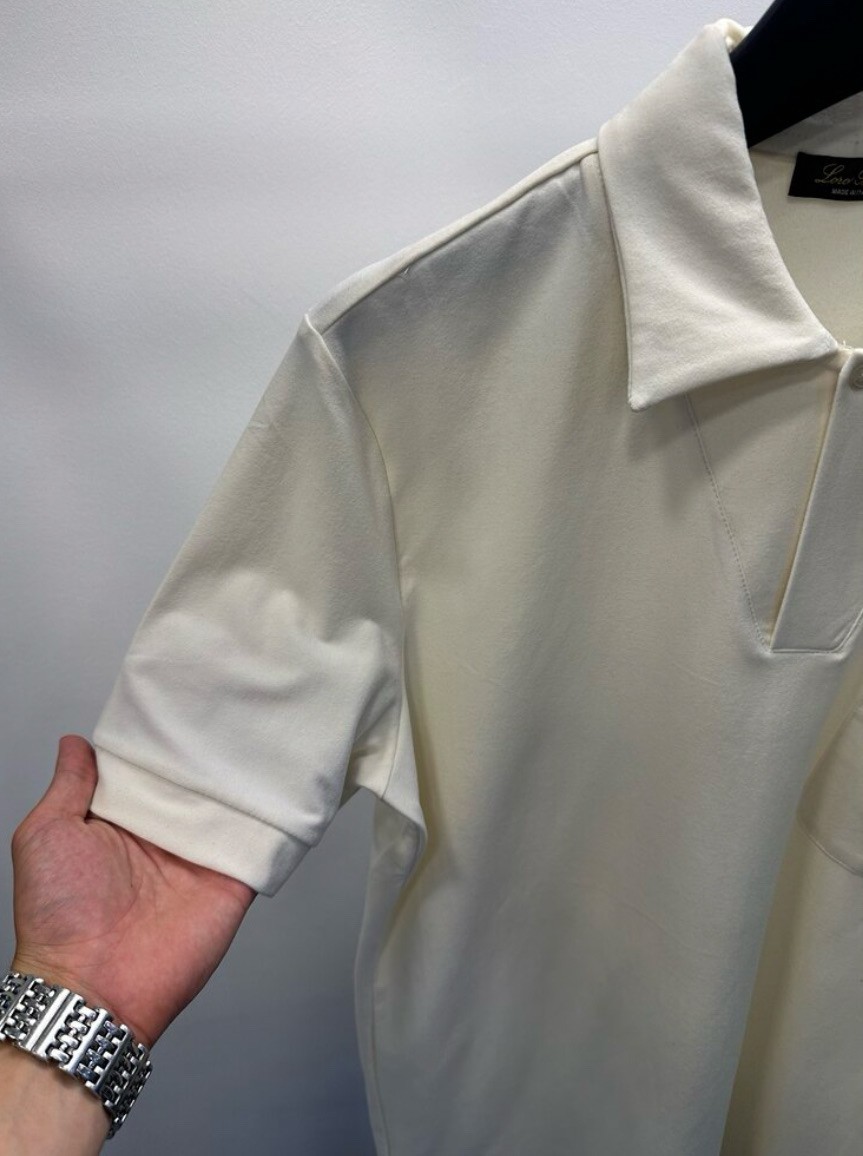 Loro Piana Polo Yaka Krem Tişört 