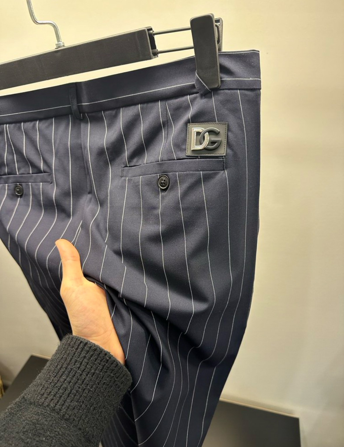 Dolce & Gabbana Lacivert Çizgili Kumaş Pantolon