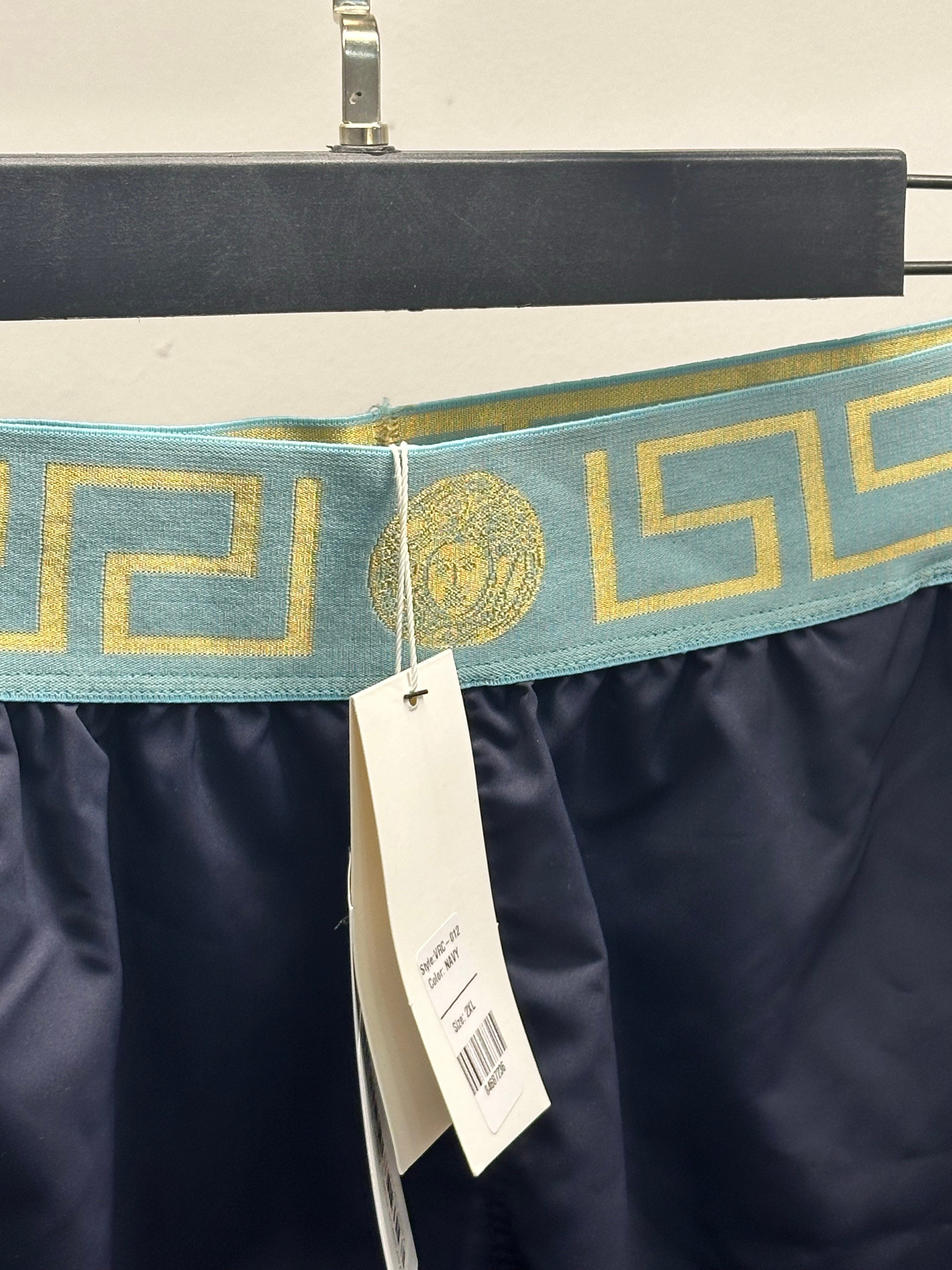 Versace Saks Mavi Şerit Şort