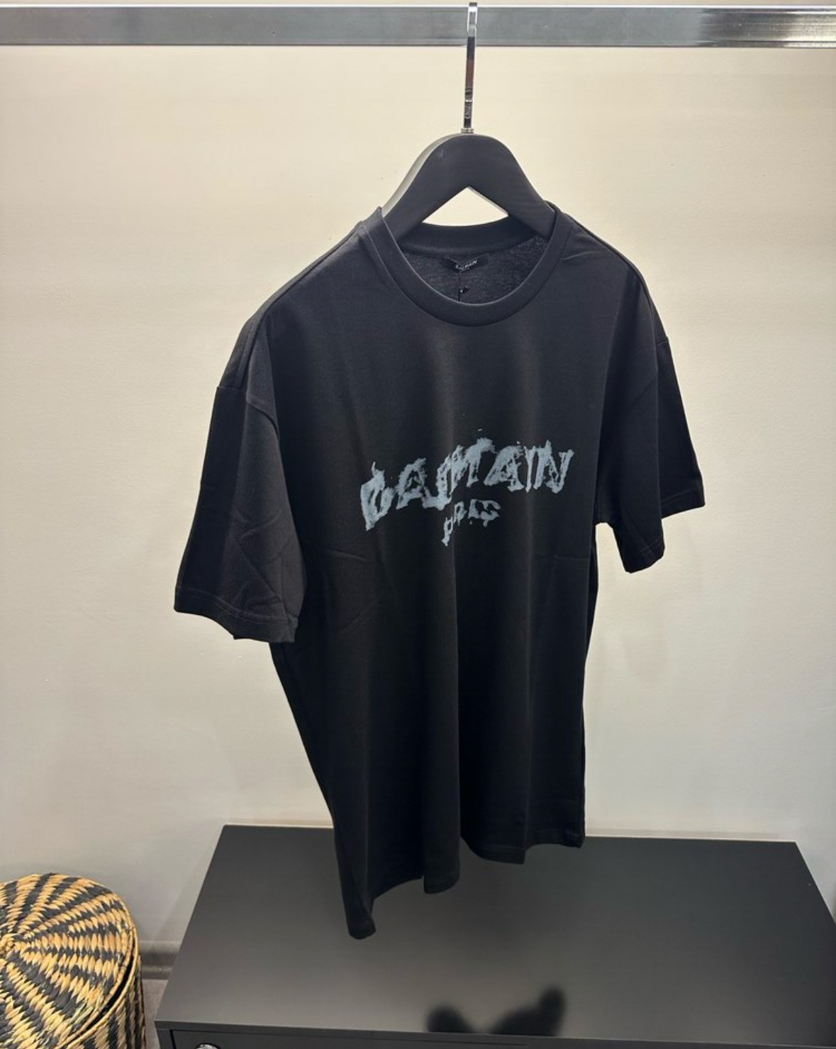 Balmain Siyah Baskılı Logo Tişört 