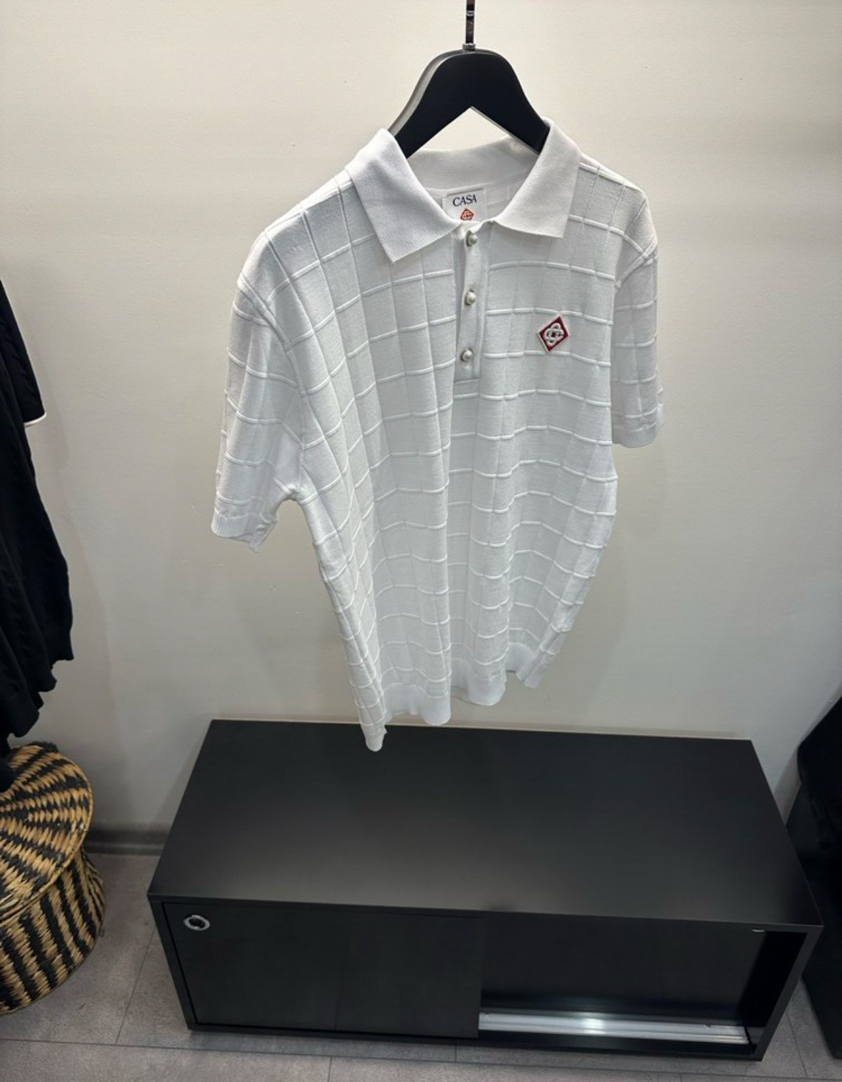 Casa Blanca Beyaz Kare Motif Triko Polo Tişört
