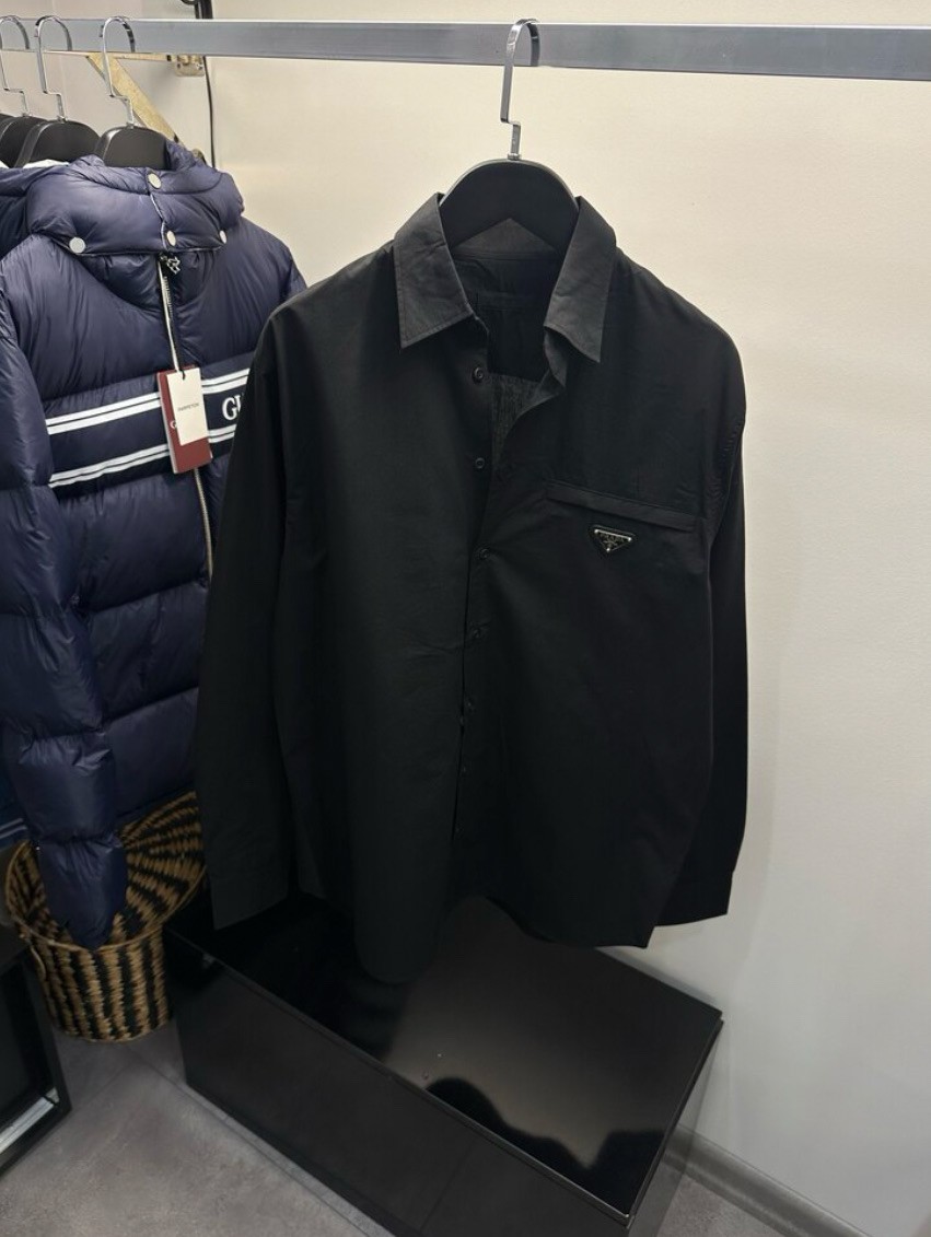 Prada Siyah Klasik Uzun Gömlek