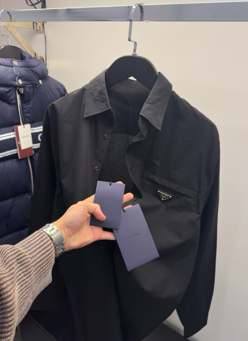 Prada Siyah Klasik Uzun Gömlek