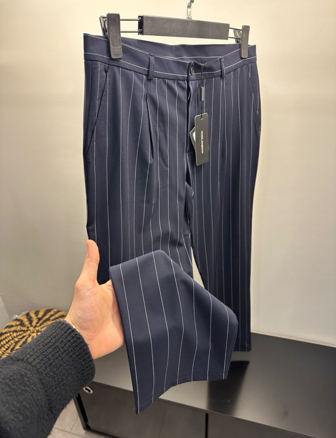 Dolce & Gabbana Lacivert Çizgili Kumaş Pantolon