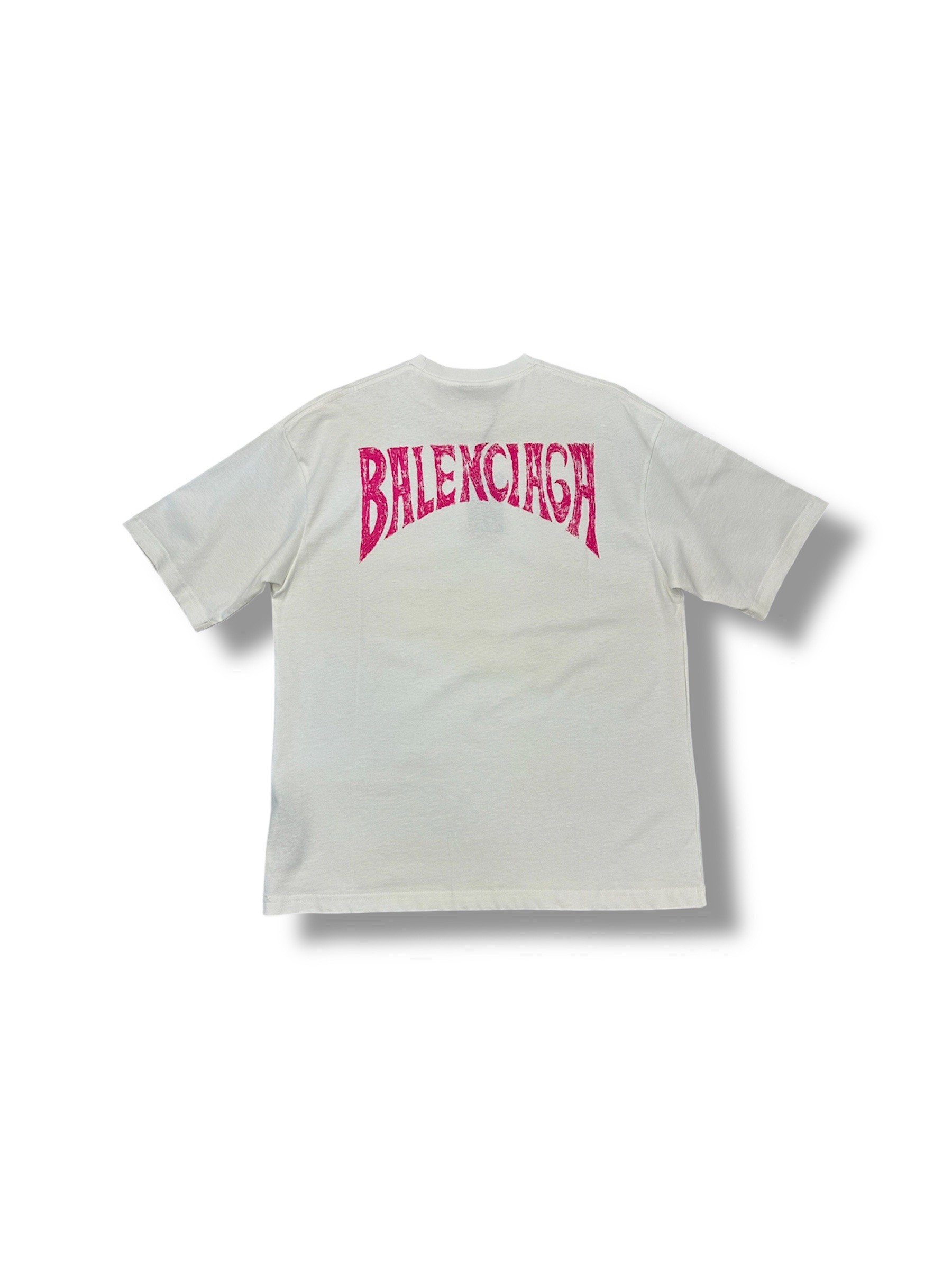 Balenciaga Pembe Sırt Baskılı Tişört