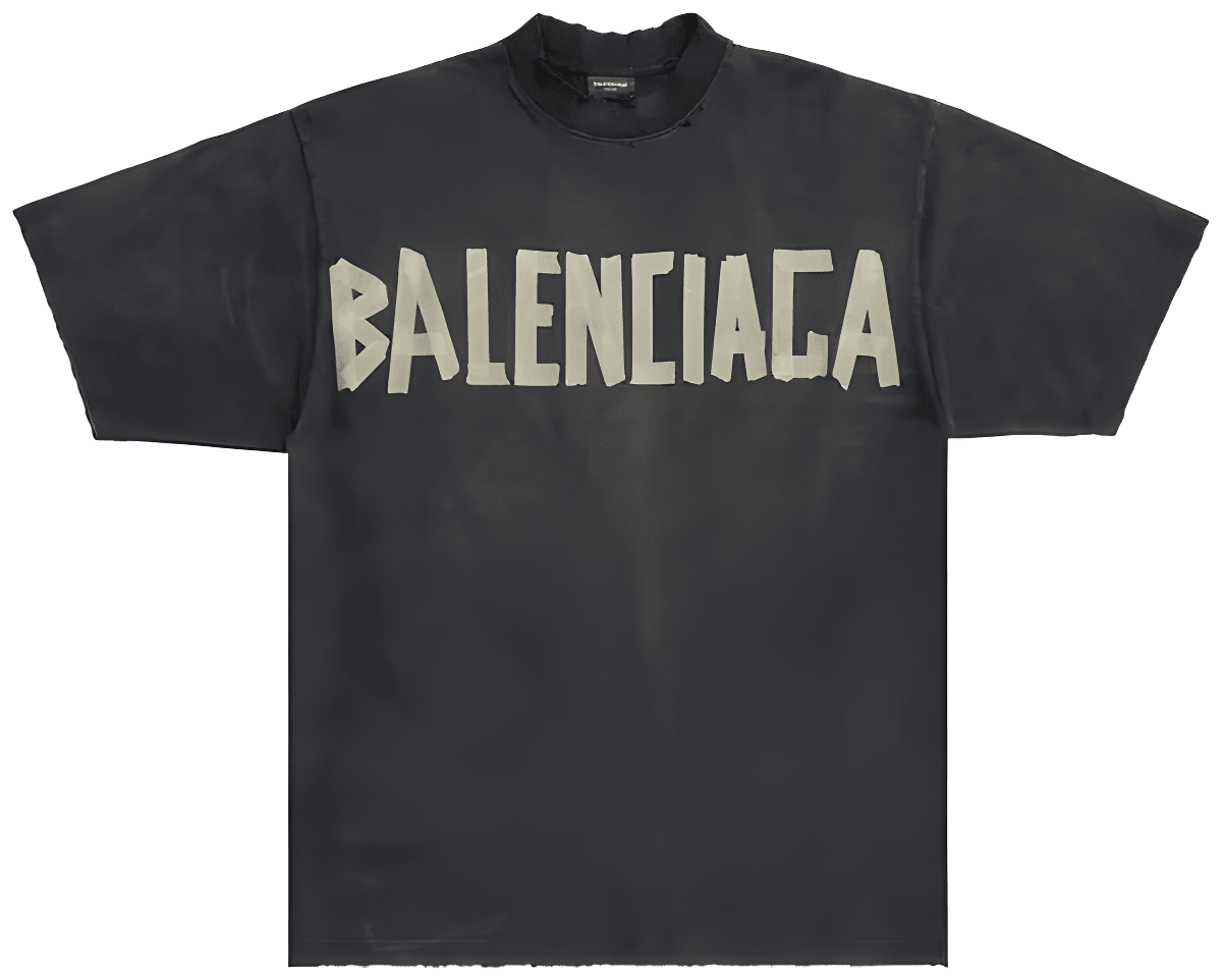 Balenciaga Gri Tape Type Baskılı Tişört