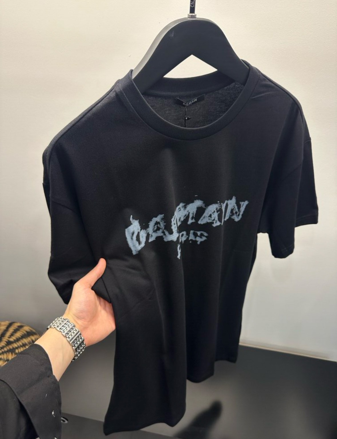 Balmain Siyah Baskılı Logo Tişört 