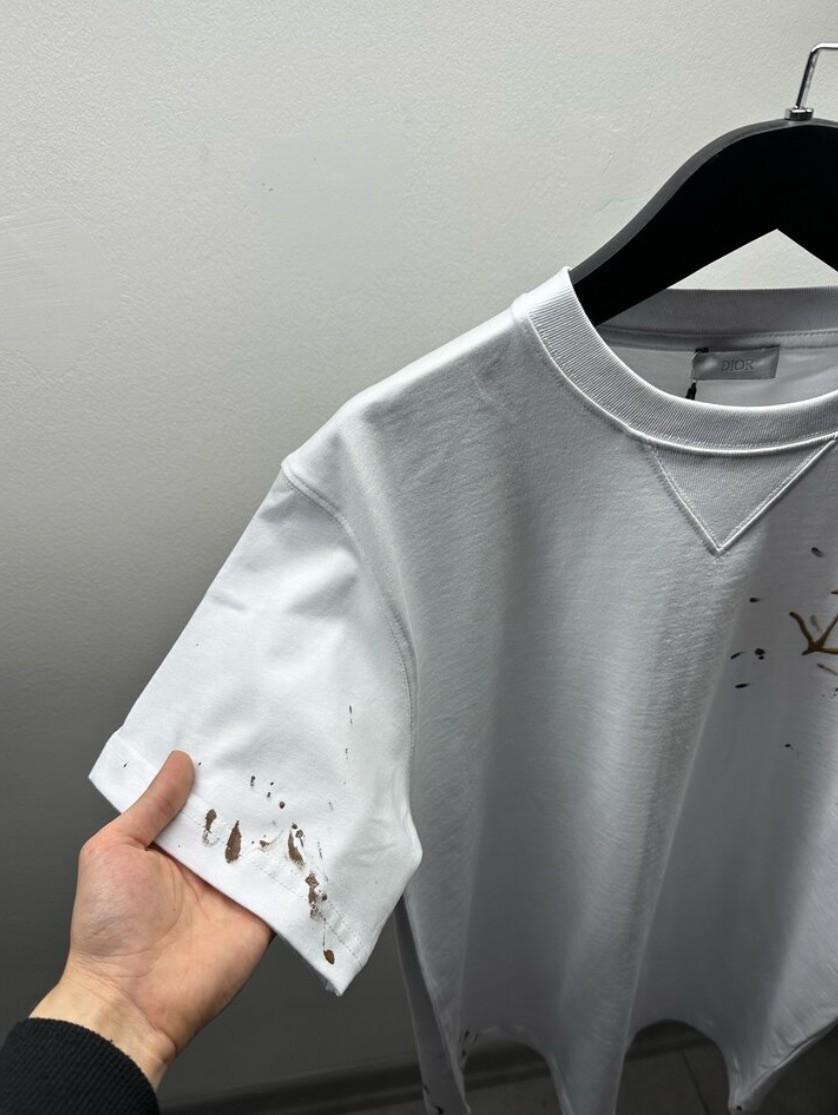 Dior X Cactus Jack Beyaz Lekeli Tişört