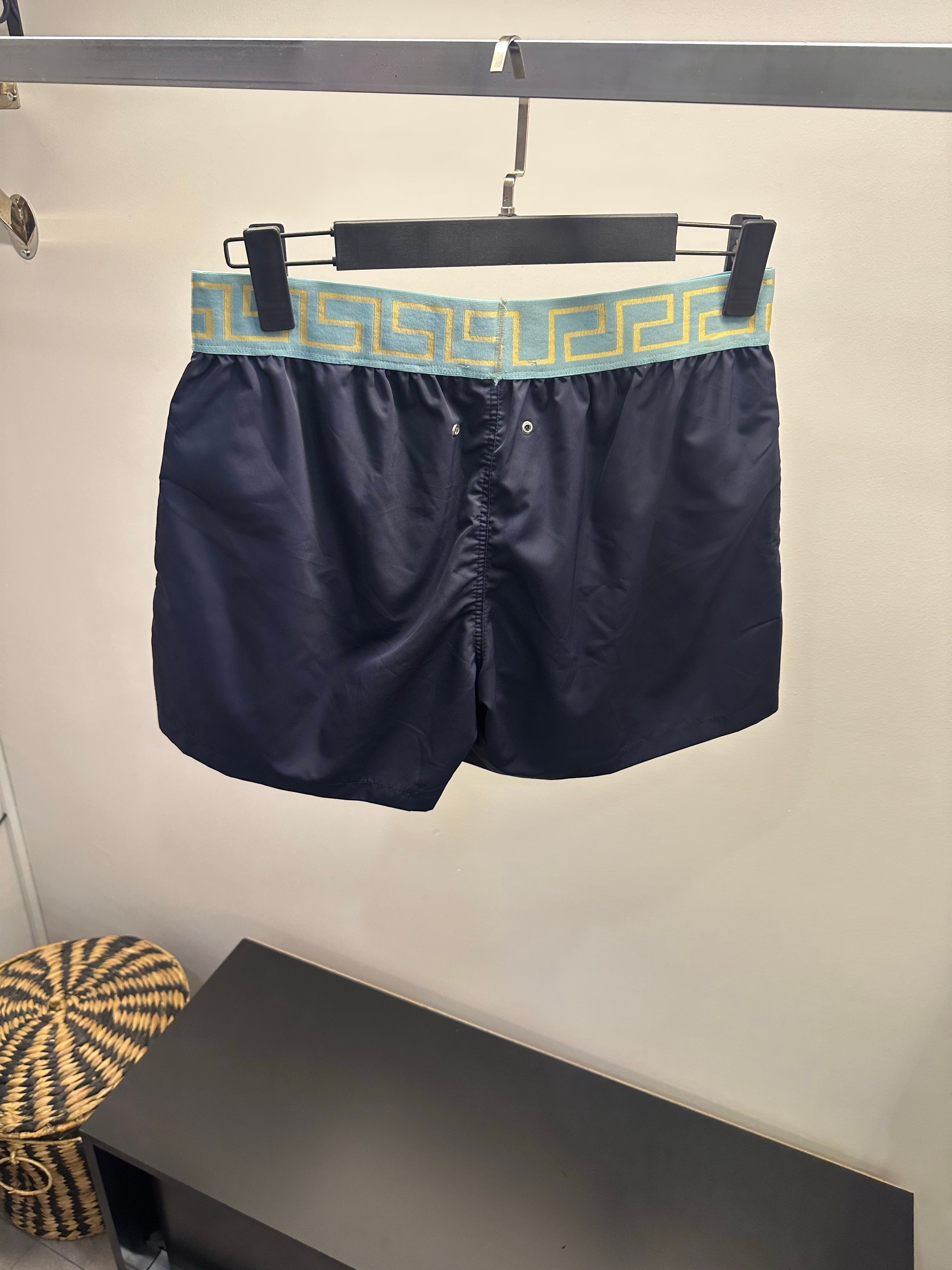 Versace Saks Mavi Şerit Şort