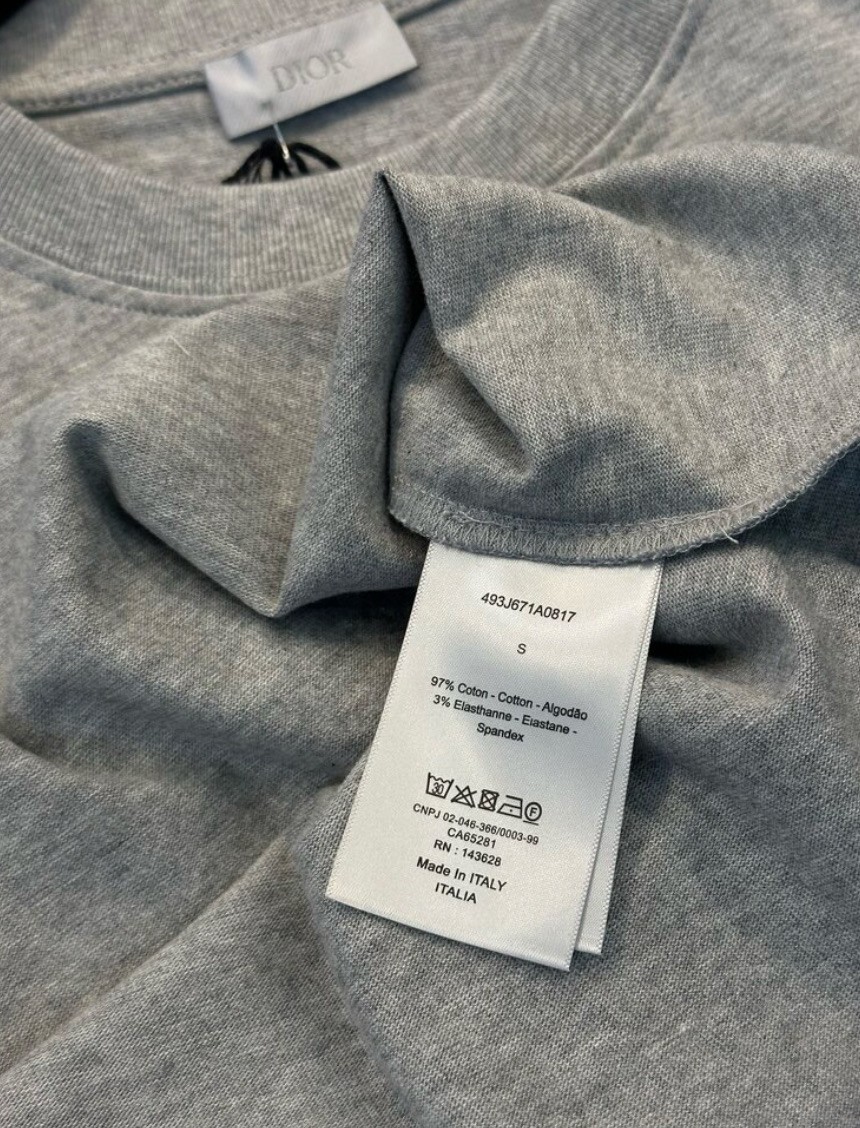 Christian Dior Gri Çiçek Desenli Tişört