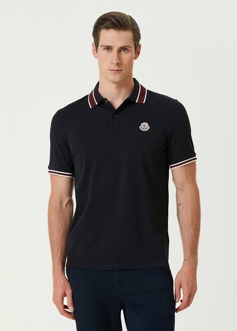 Moncler Siyah & Bordo Polo Yaka Tişört 