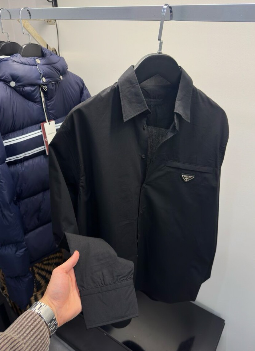 Prada Siyah Klasik Uzun Gömlek