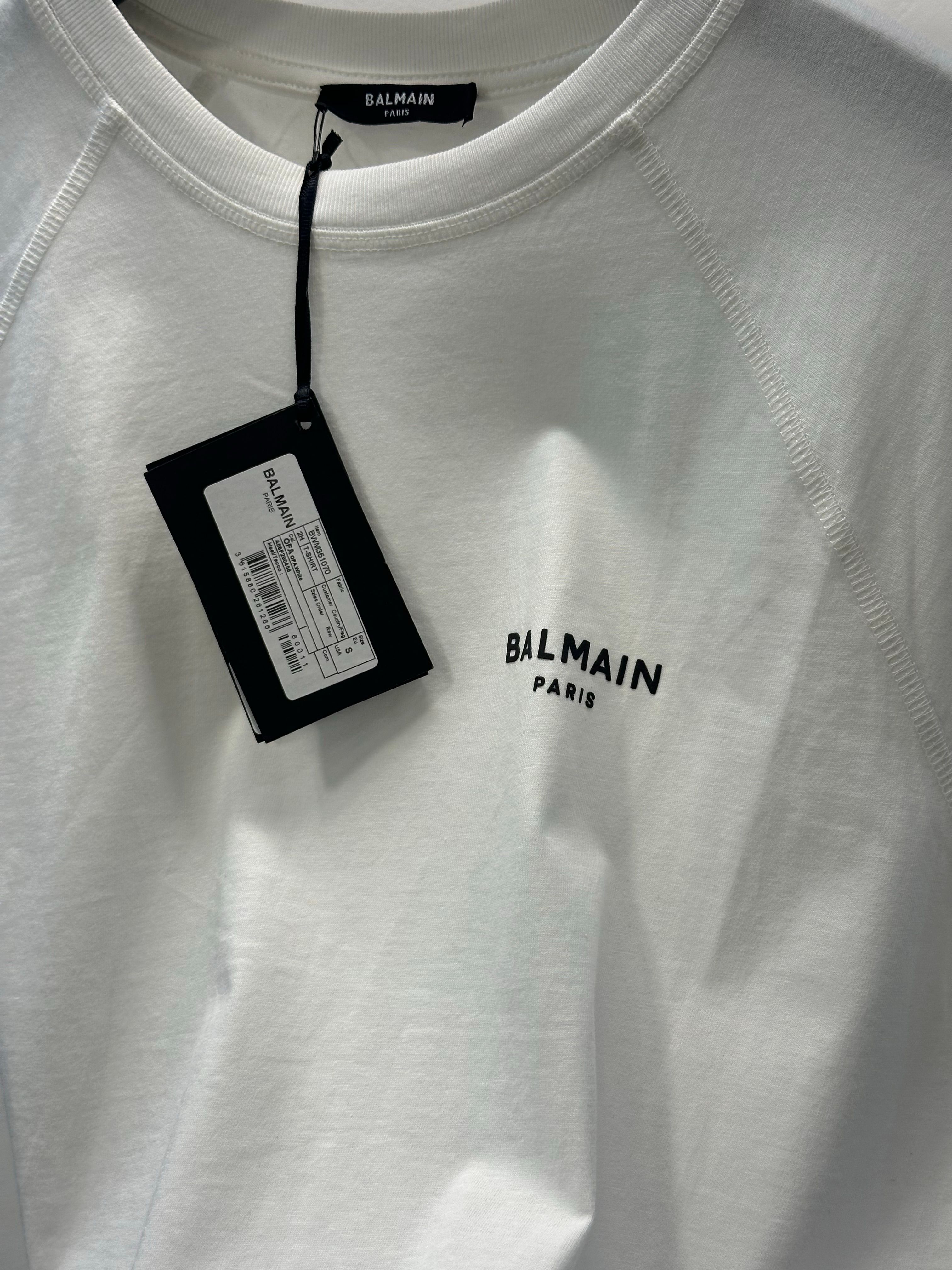 Balmain Paris Beyaz Klasik Tişört 