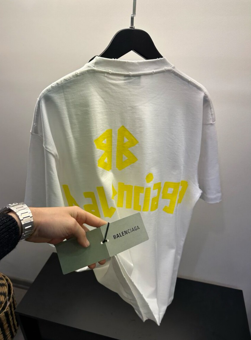 Balenciaga Tape Type Beyaz Oversize Tişört 