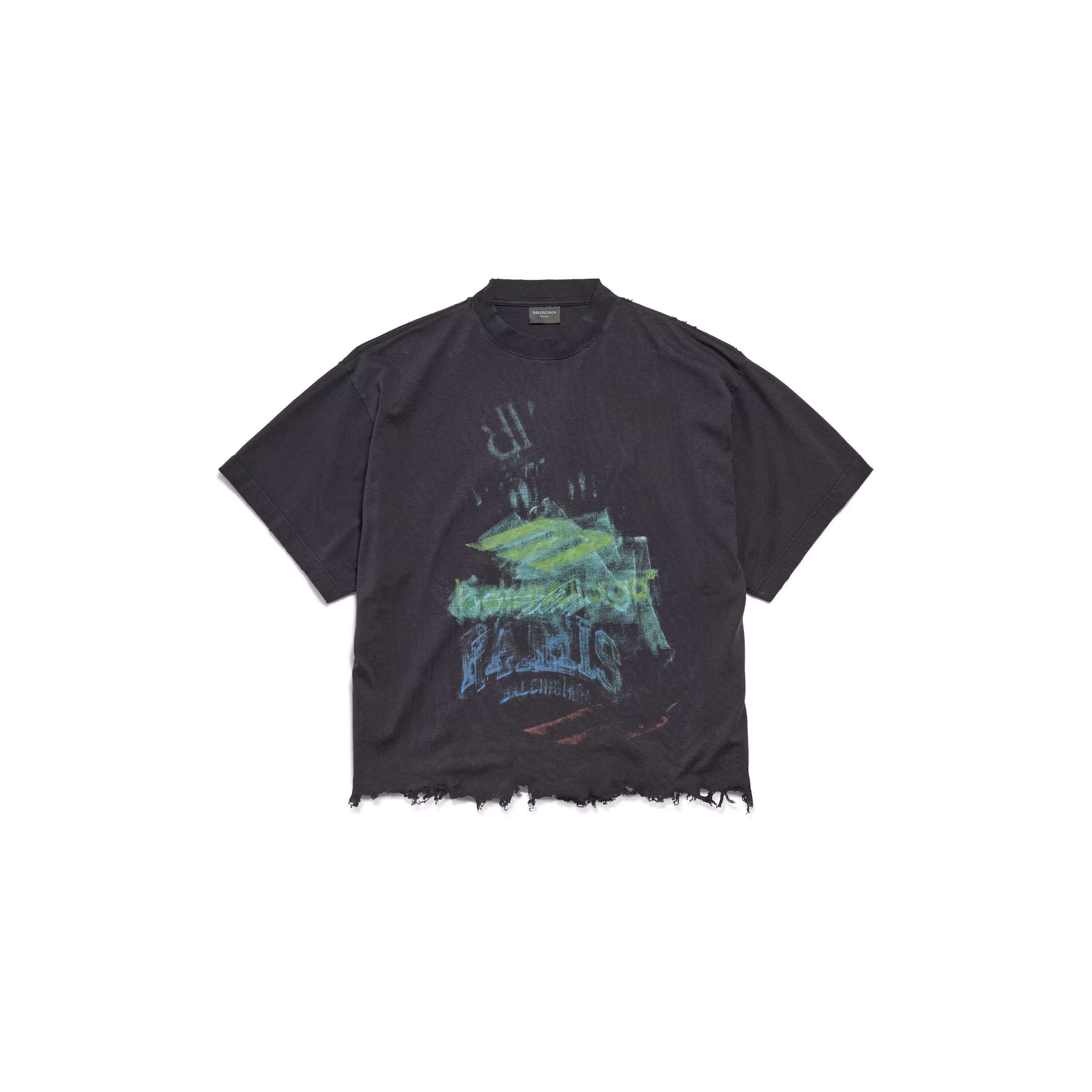 Balenciaga Yırtık Motif Krop Unisex Tişört 