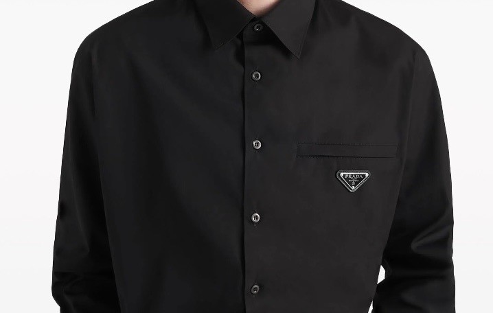 Prada Siyah Classic Uzun Gömlek
