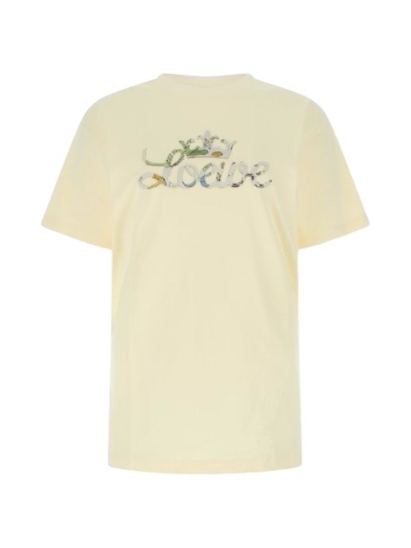 Loewe Nakışlı Logo Krem Tişört
