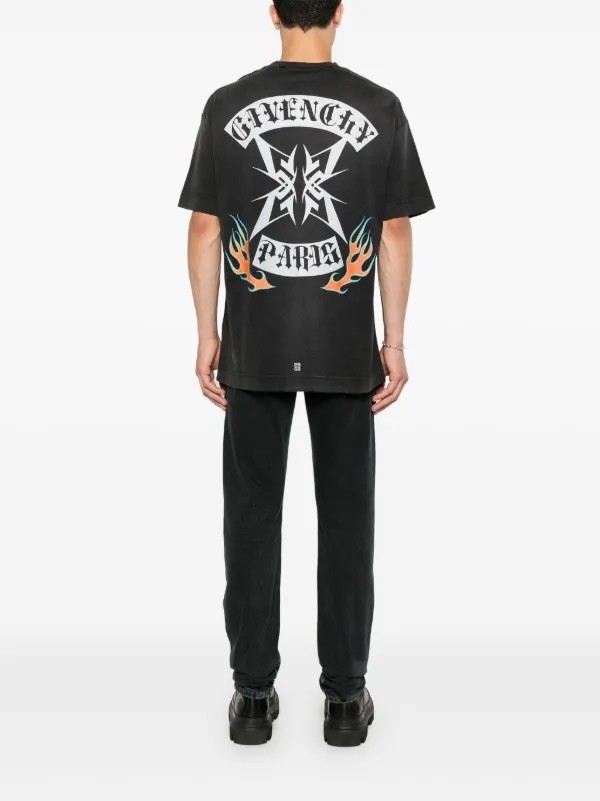 Givenchy Yıkamalı Sırt Baskılı Tişört
