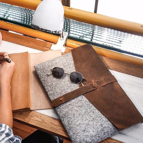 Leather & Felt Combination Laptop Sleeve 