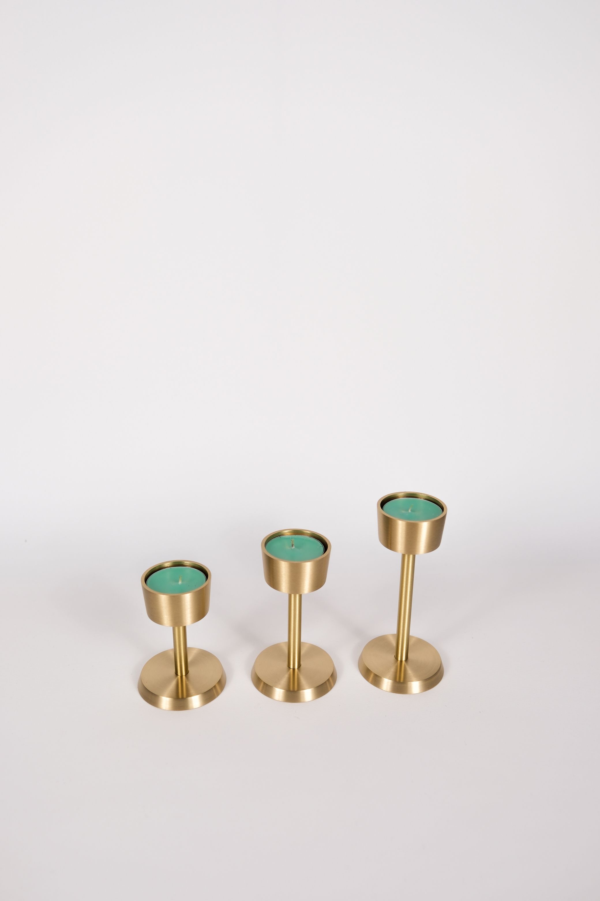 Dwarf Tealight Brass Candlestick Candle Holder 3 pcs