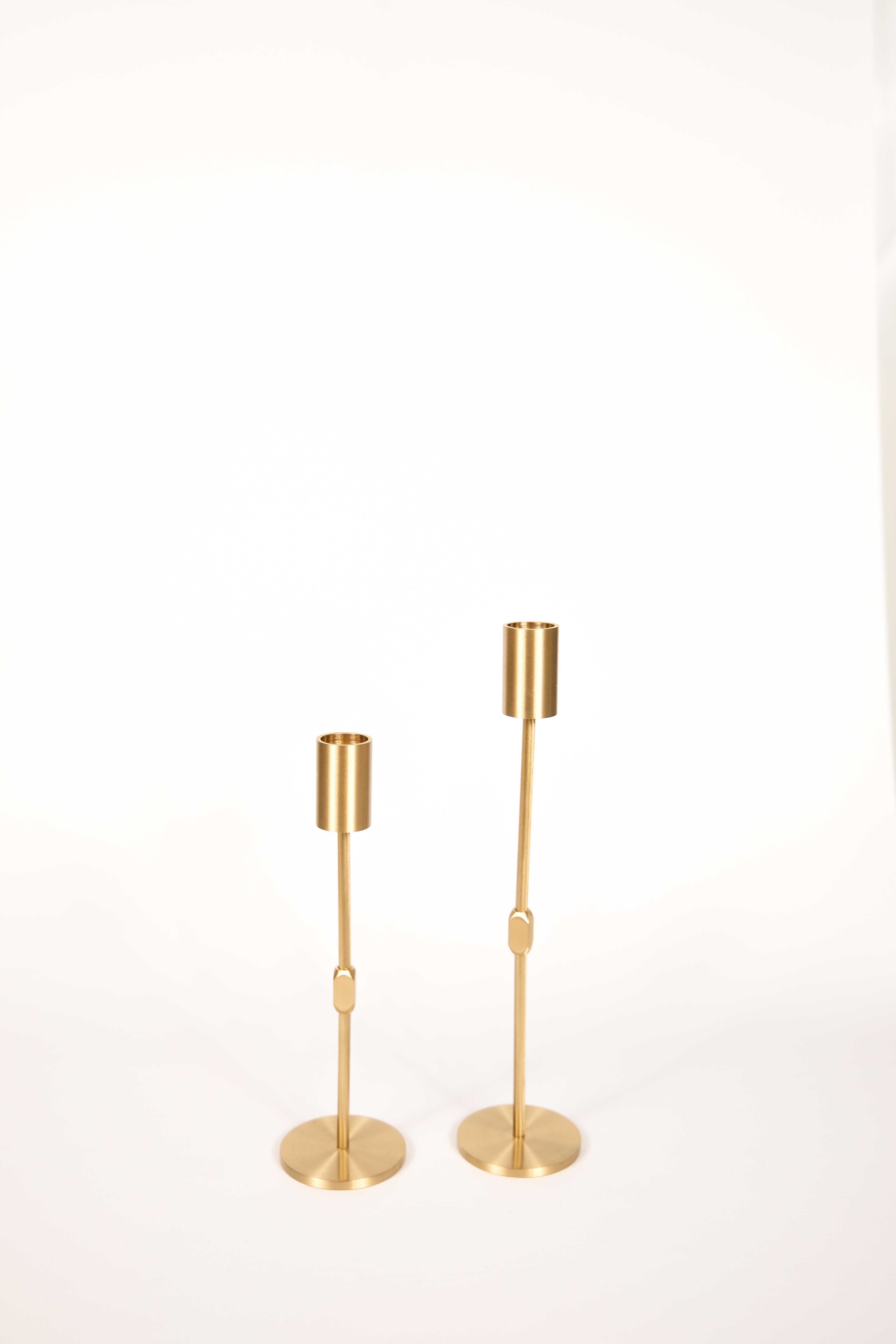 Cylinder Brass Candlestick Candle Holder 2 pcs