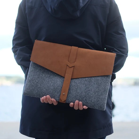 Leather & Felt Combination Laptop Sleeve 