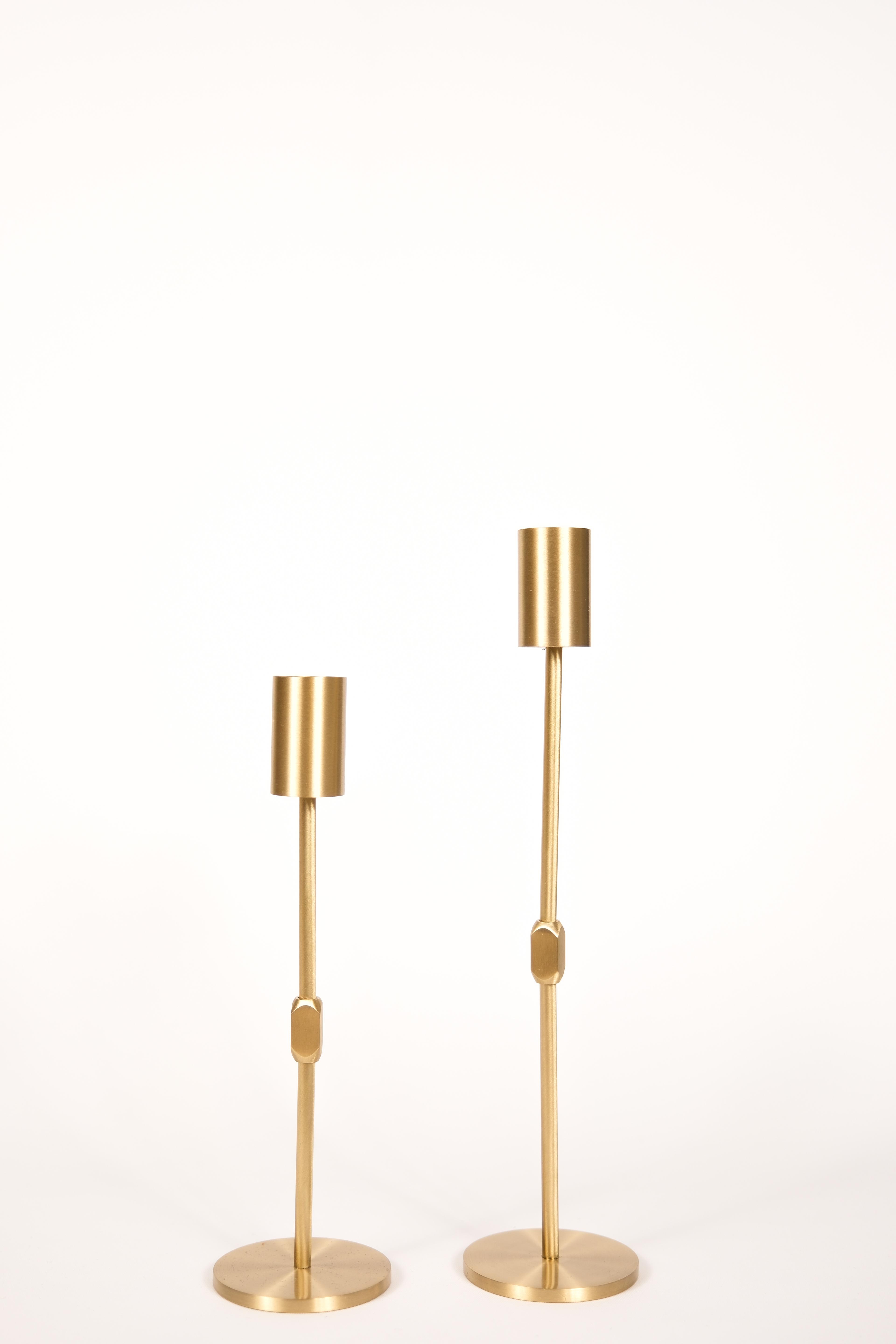 Cylinder Brass Candlestick Candle Holder 2 pcs