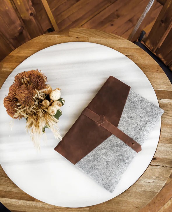Leather & Felt Combination Laptop Sleeve 