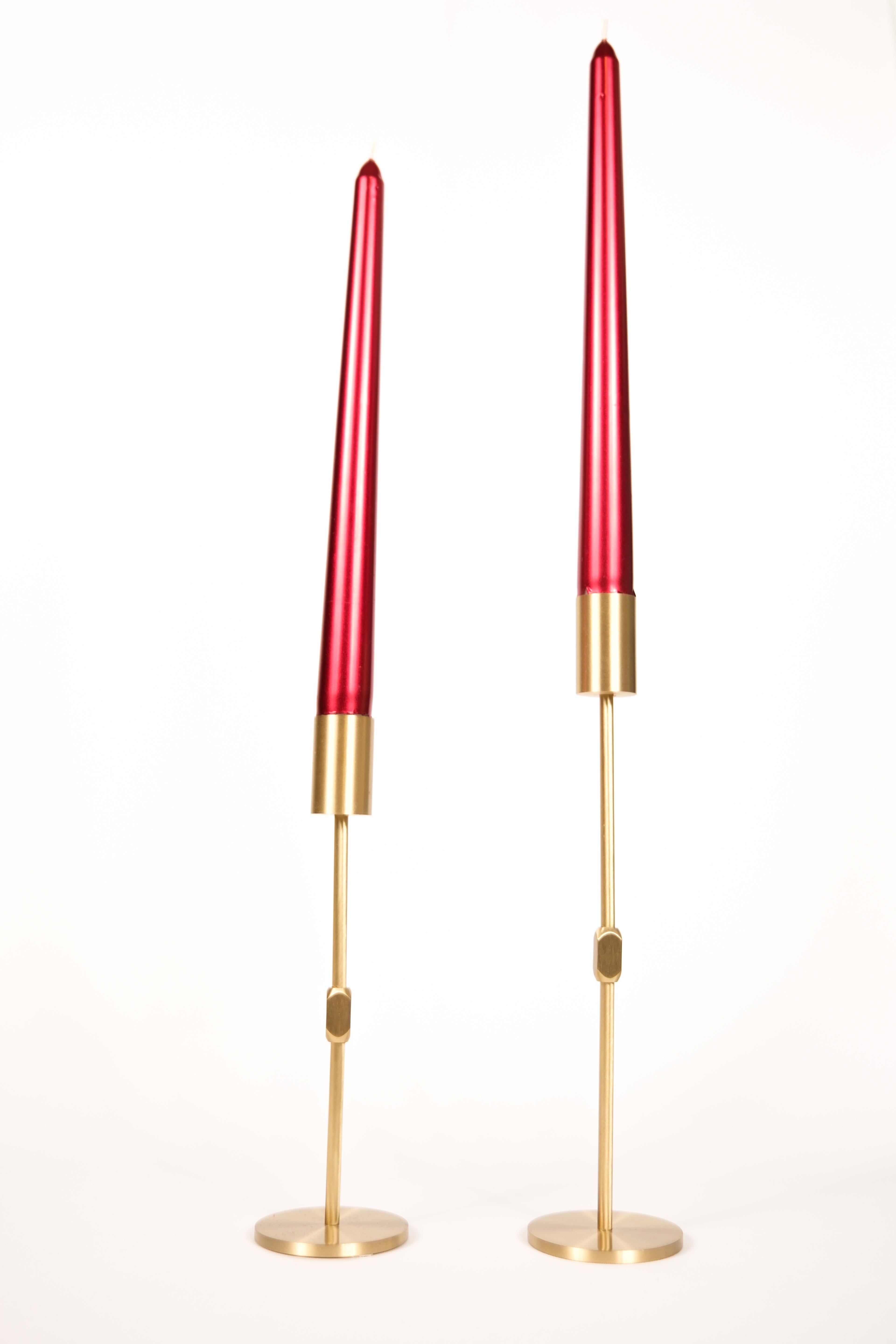 Cylinder Brass Candlestick Candle Holder 2 pcs