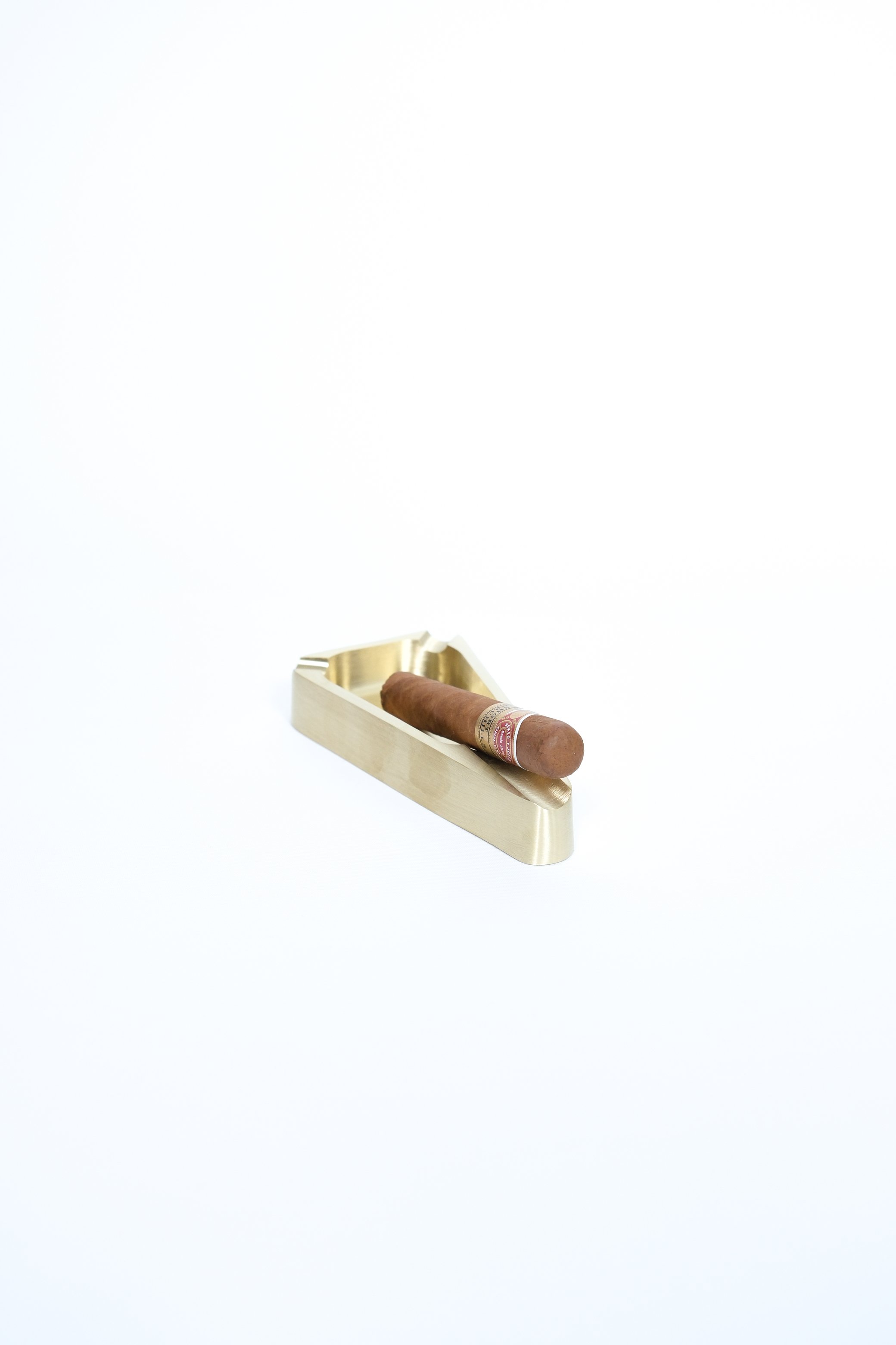 Brass Cigar Ashtray - Modern Design with Cigar Holder Integration