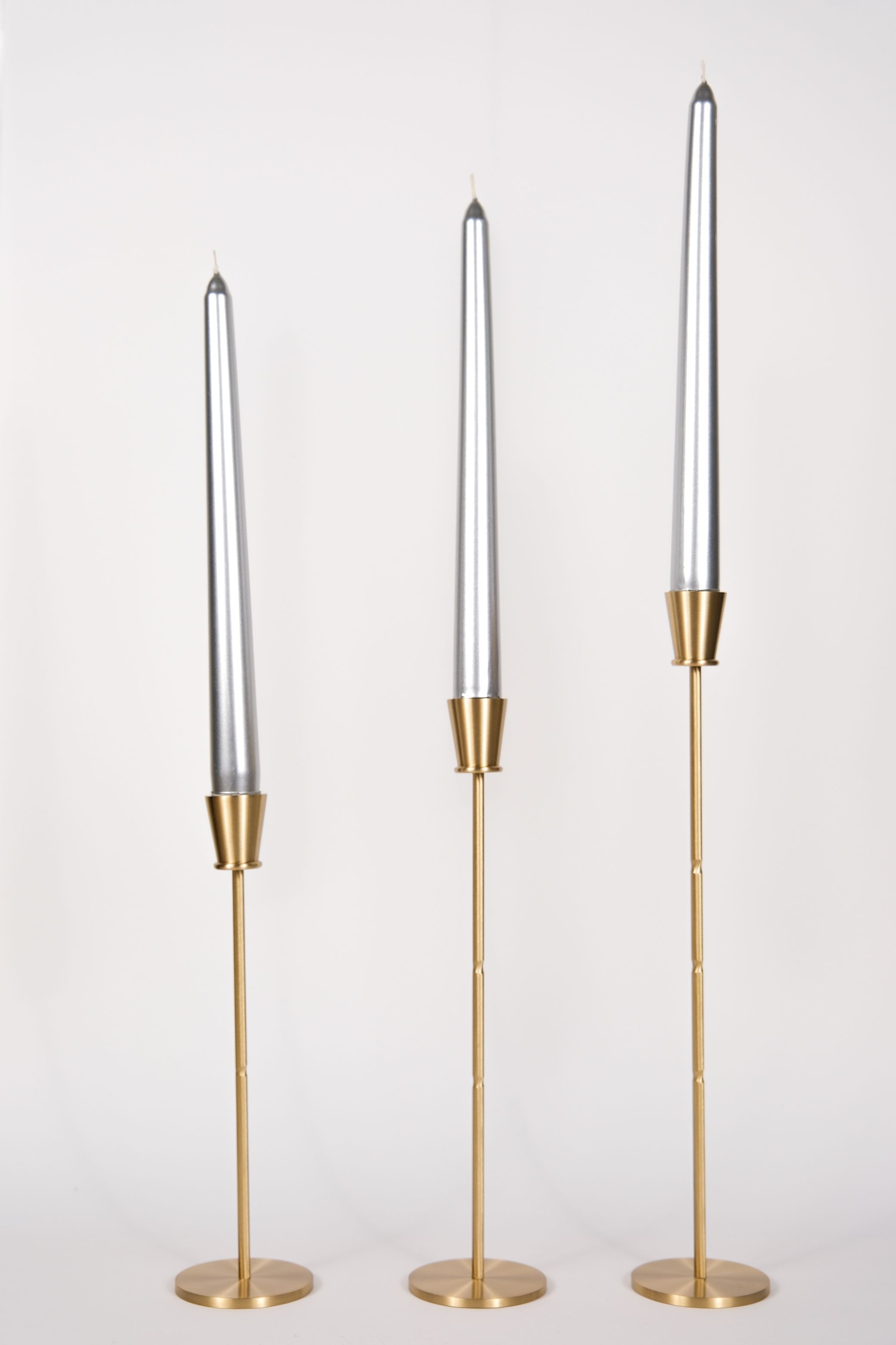 Long Conical Brass Candlestick Candle Holder - Handmade Set of 3