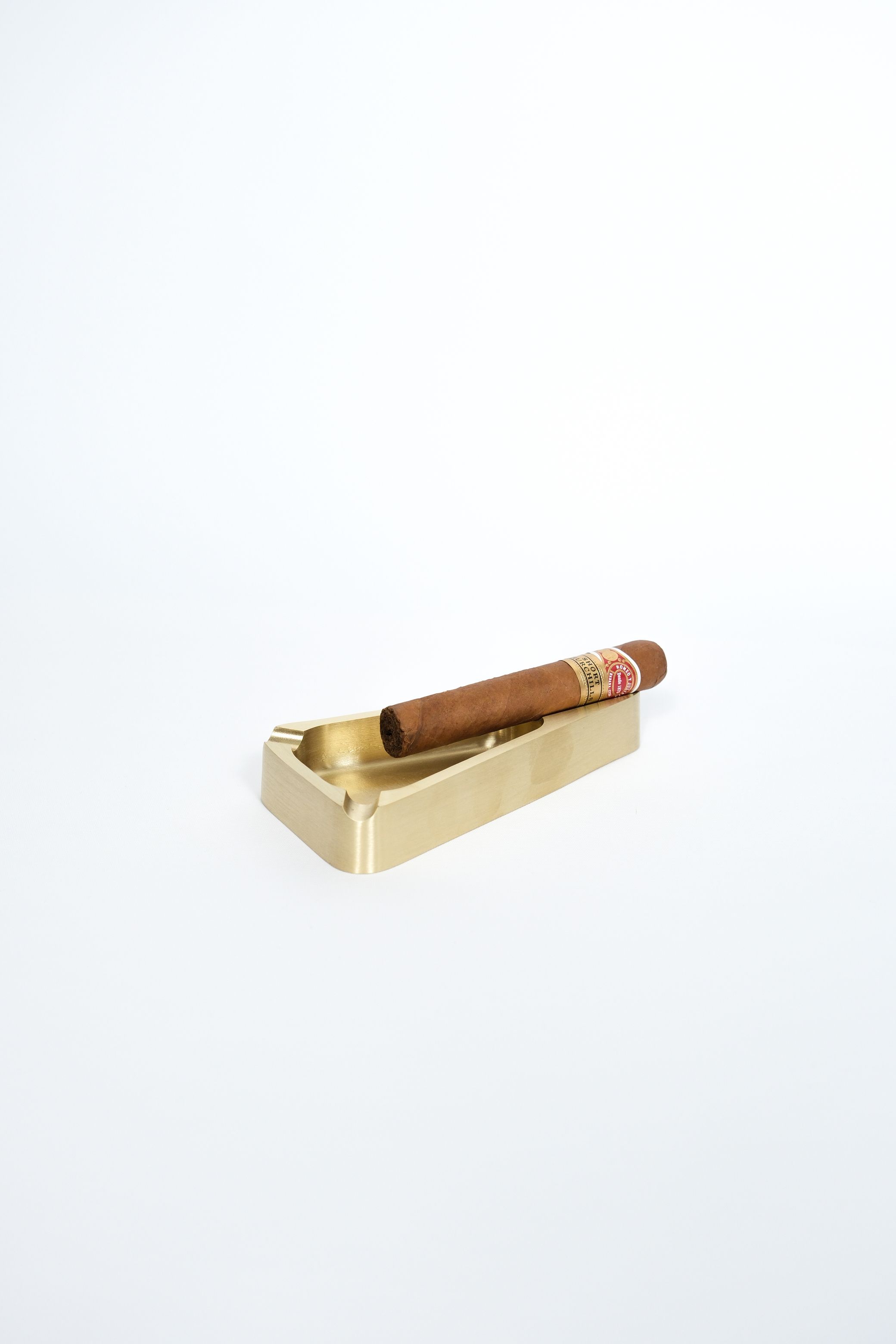 Brass Cigar Ashtray - Modern Design with Cigar Holder Integration