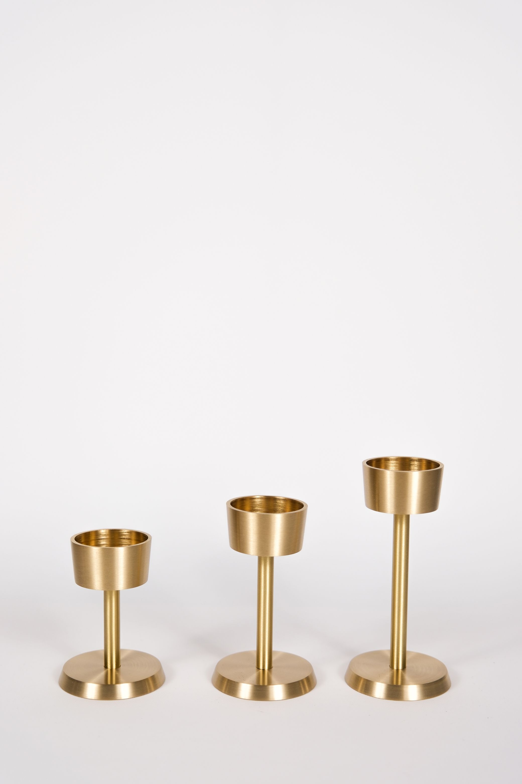 Dwarf Tealight Brass Candlestick Candle Holder 3 pcs
