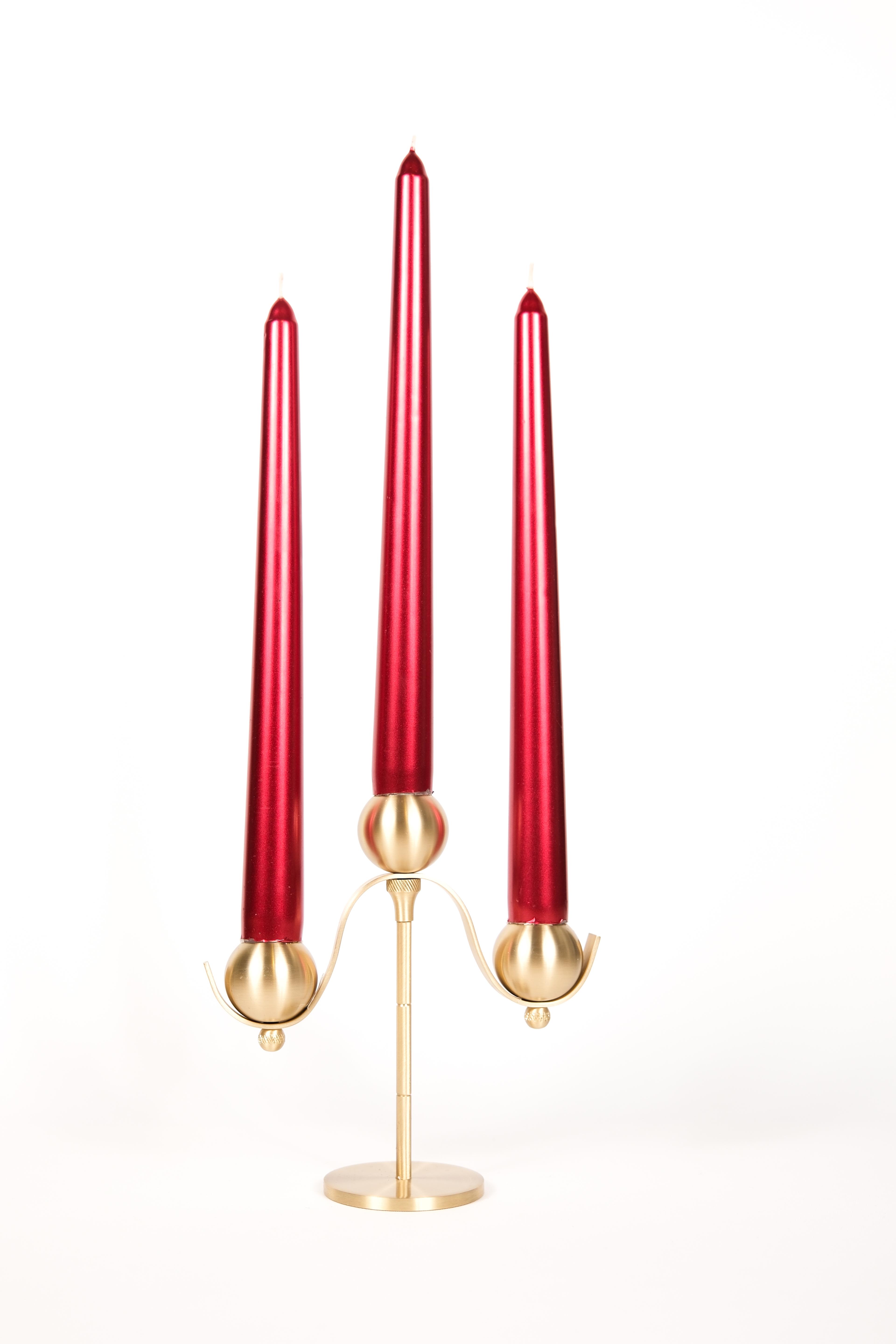 Single 3 Ball Standing Brass Candlestick Candle Holder