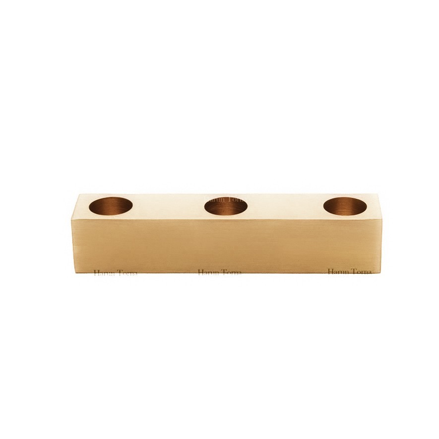 3-Piece Decorative Brass Candlestick in Horizontal Form